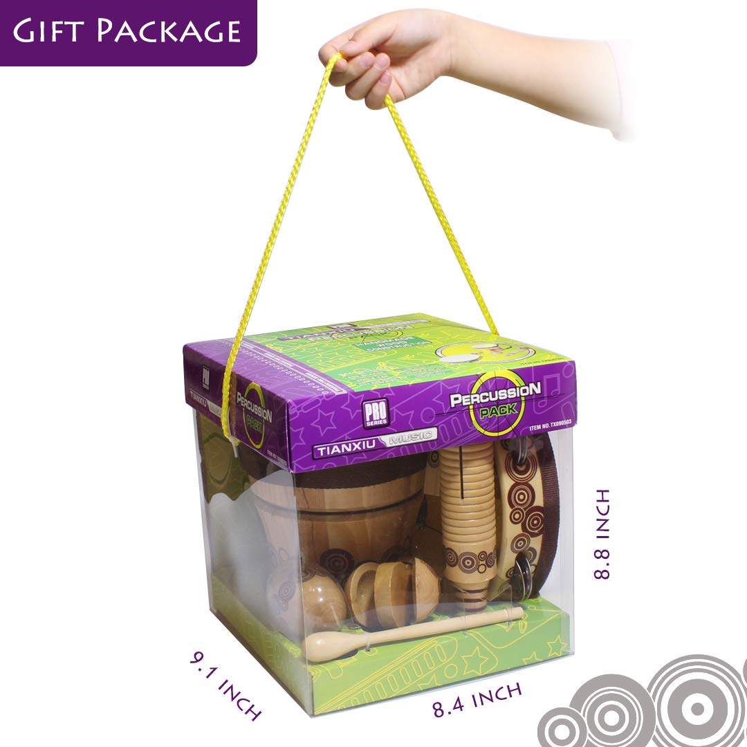 Natural Wooden Musical Instruments Set for Kids - Bongo Drums & Percussion Kit for Toddlers | Preschool Music Education Toys | Perfect for Home Play, Classroom Activities & Early Childhood Development
