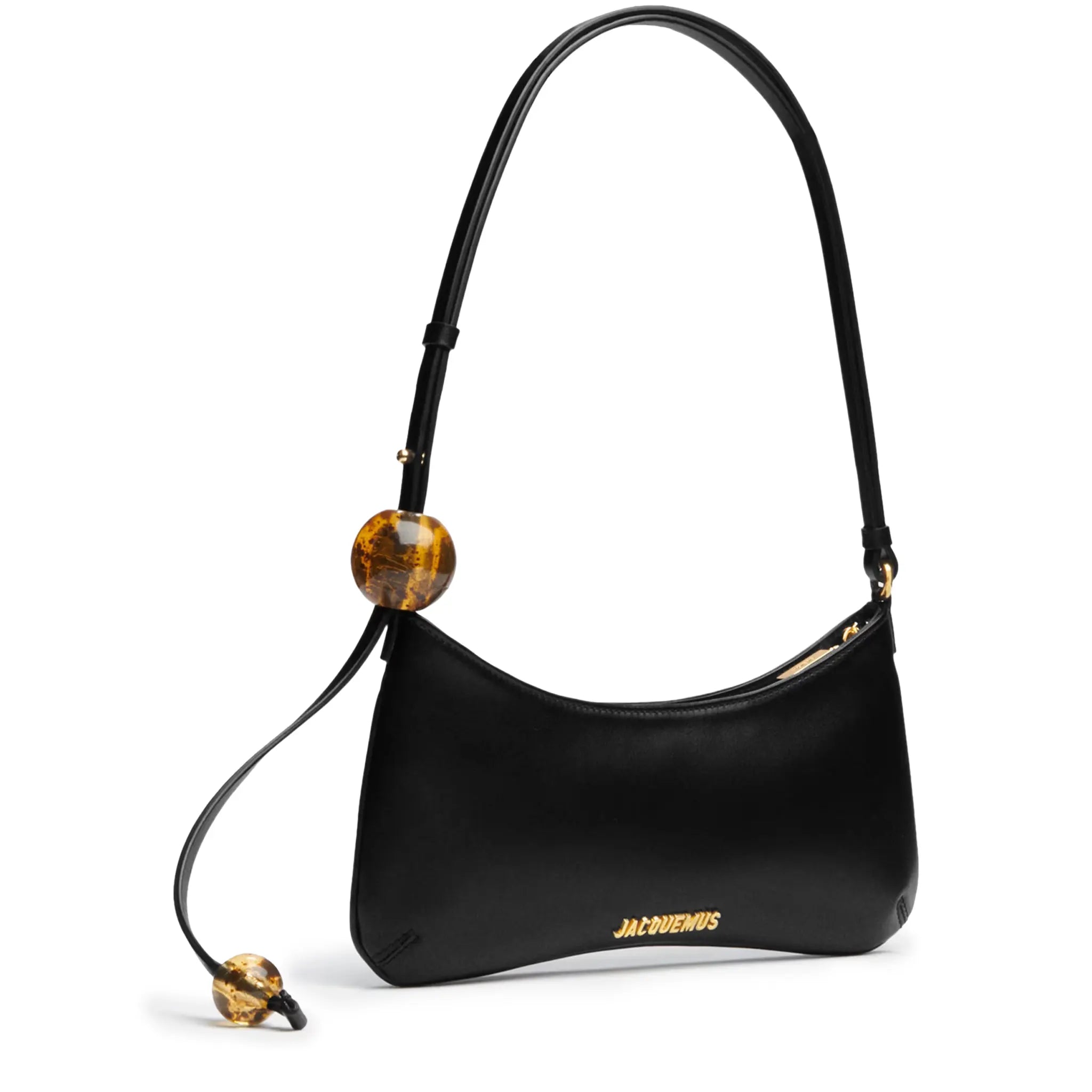 Jacquemus Le Bisou Perle Black Shoulder Bag for Women | Elegant Pearl Accent Crossbody Purse | Perfect for Evening Parties, Date Night & Special Occasions