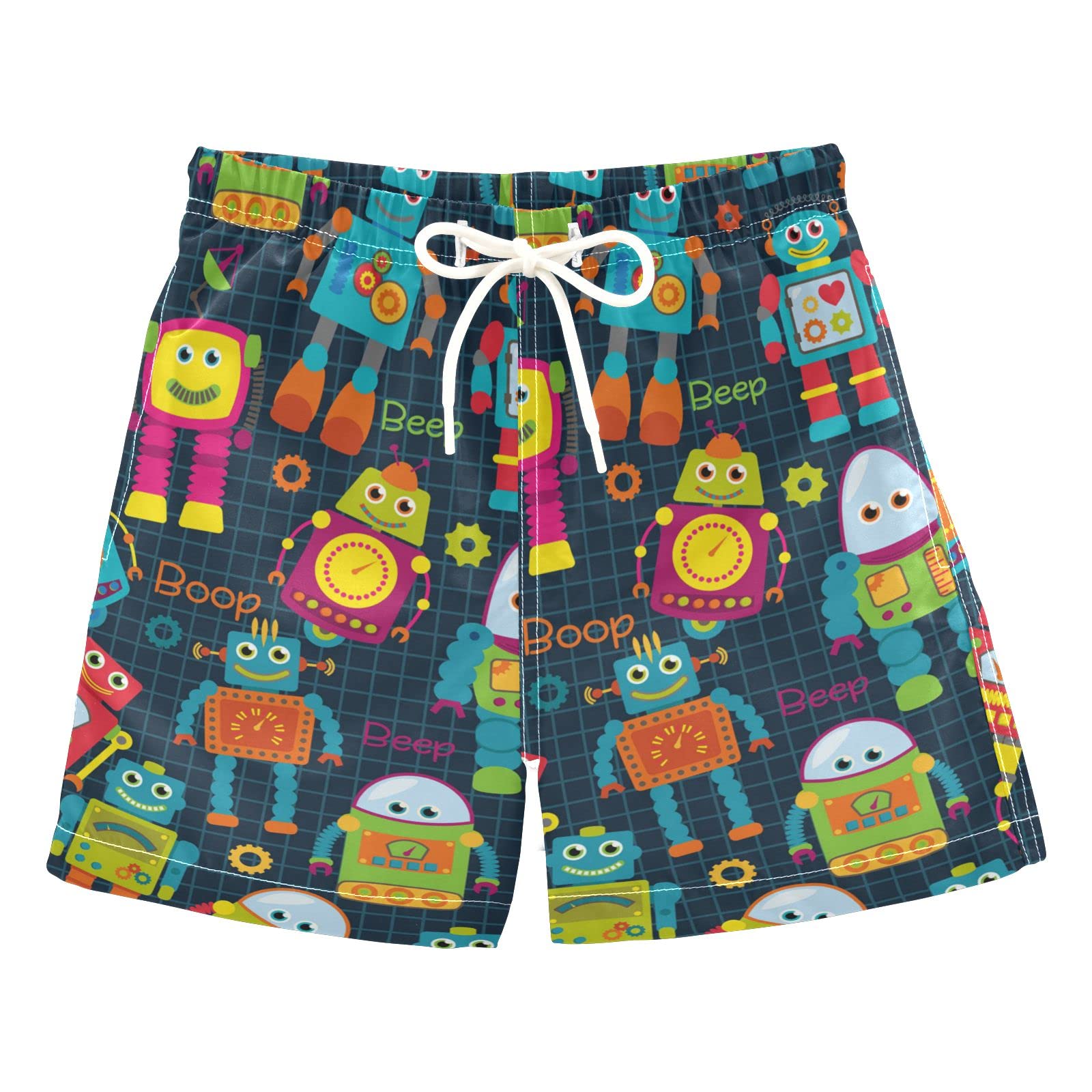 **Susiyo Cute Cartoon Robot Boys Swim Trunks – Quick Dry Swim Shorts for Toddler Boys, Beach Bathing Suits & Swimwear – Perfect for Pool, Beach & Water Play**