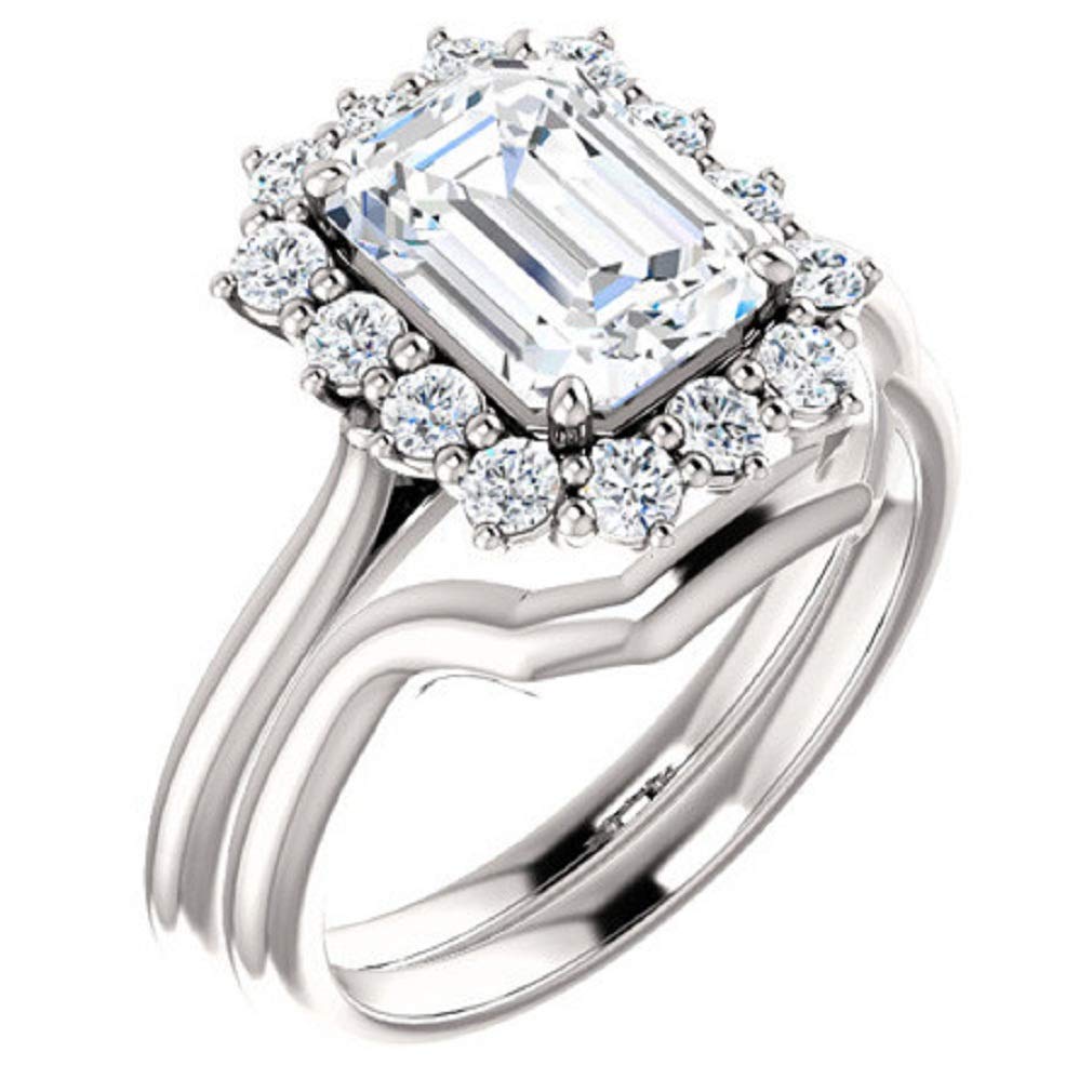 Emerald Cut 5.00CT Moissanite Bridal Ring Set - VVS1 Clarity, Colorless, 925 Sterling Silver - Perfect Engagement & Wedding Jewelry Gift for Her - Ideal for Proposals, Anniversaries, and Special Occasions