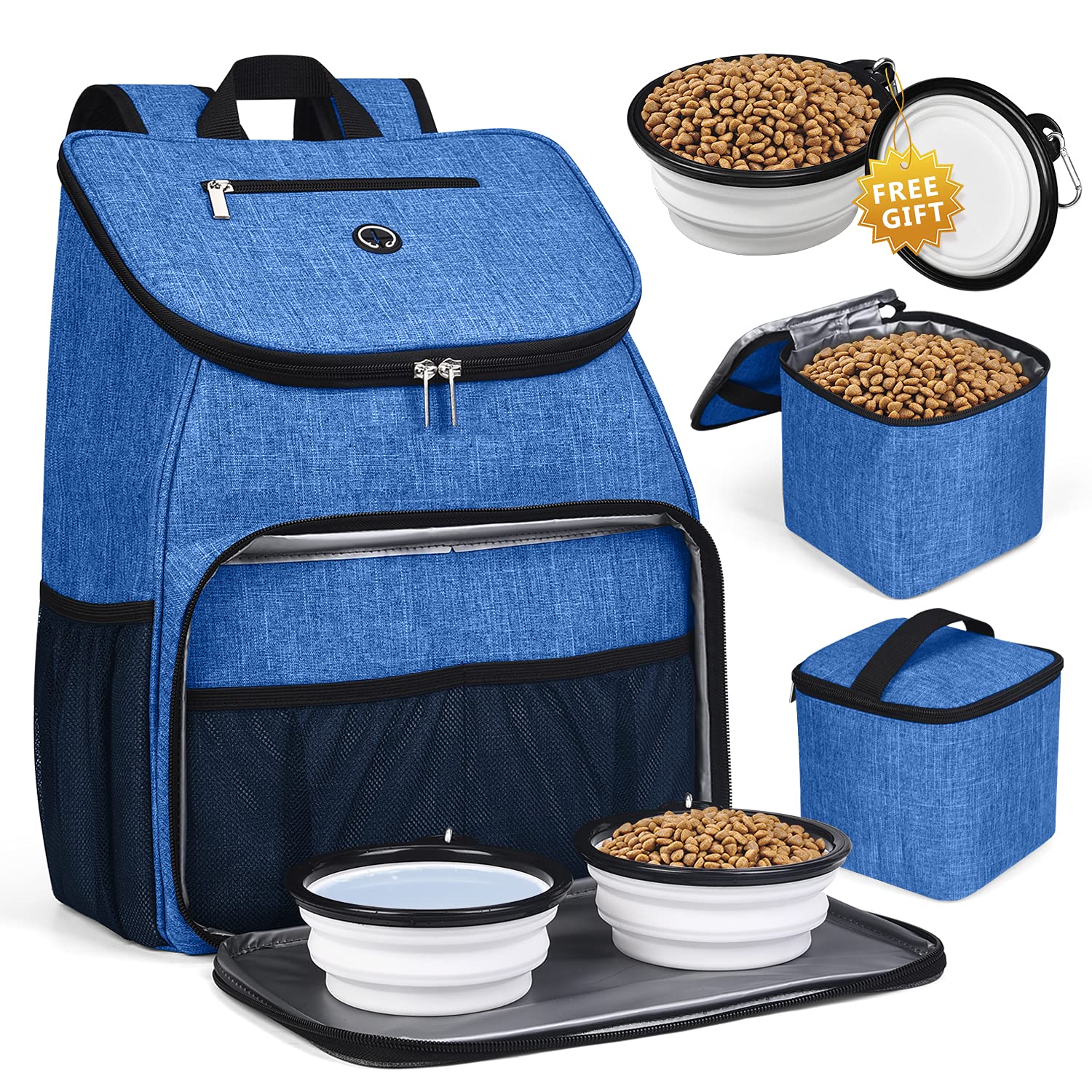 **BAGLHER Airline Approved Dog Travel Backpack – Pet Carrier with 2 Collapsible Bowls & Food Baskets for Hiking, Camping, and Air Travel**
