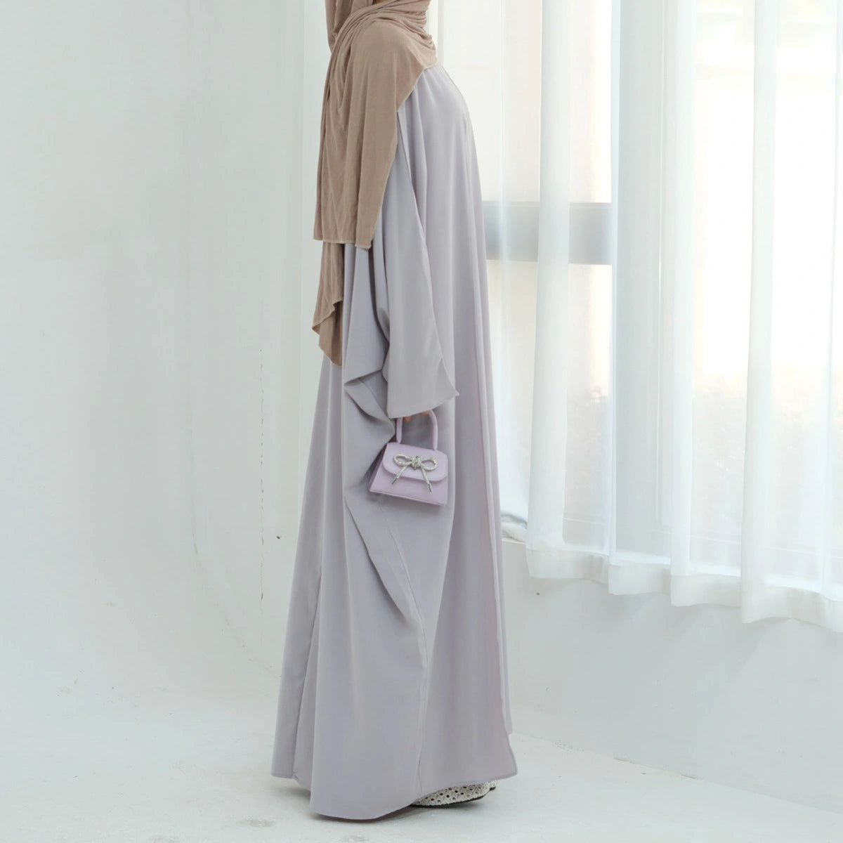 Elegant Splicing Type Nida Abaya Dress #24834 - Modest Islamic Women's Prayer Dress for Mosque & Special Occasions