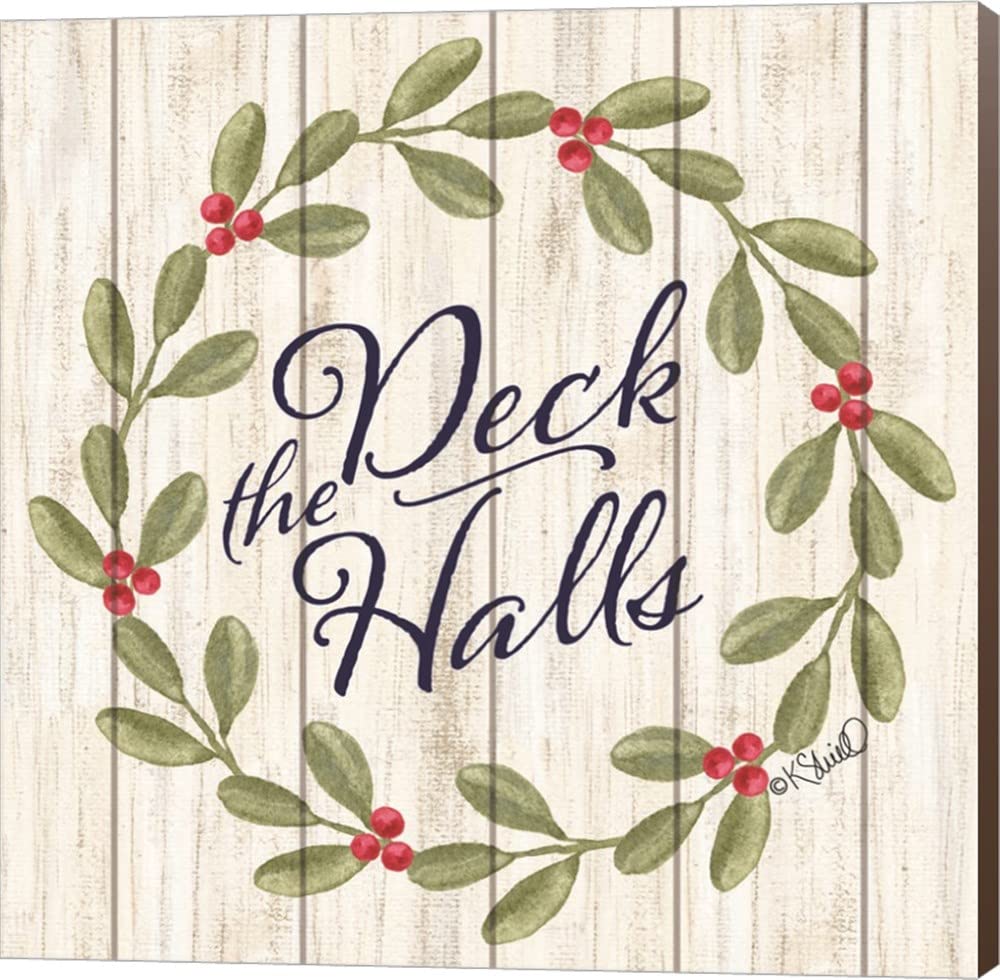Deck The Halls by Kate Sherrill - 24x24 Inch Canvas Wall Art with Nutmeg Sides, Museum Wrapped for Living Room, Bedroom & Office Decor | Perfect Christmas Holiday Home Decoration