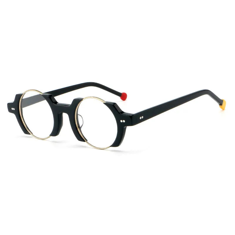 CCspace Unisex Semi-Rim Round Acetate Eyeglasses Frame 301778 - Lightweight & Durable for Reading, Work & Fashion