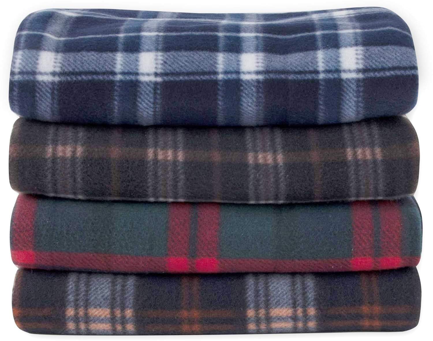 24-Pack Plaid Fleece Blankets 50
