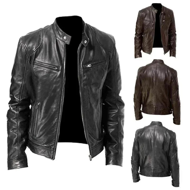 Slim Fit Men's Leather Jacket - Premium Genuine Leather Motorcycle Biker Jacket for Men - Stylish & Comfortable for Casual Wear, Riding & Outdoor Activities