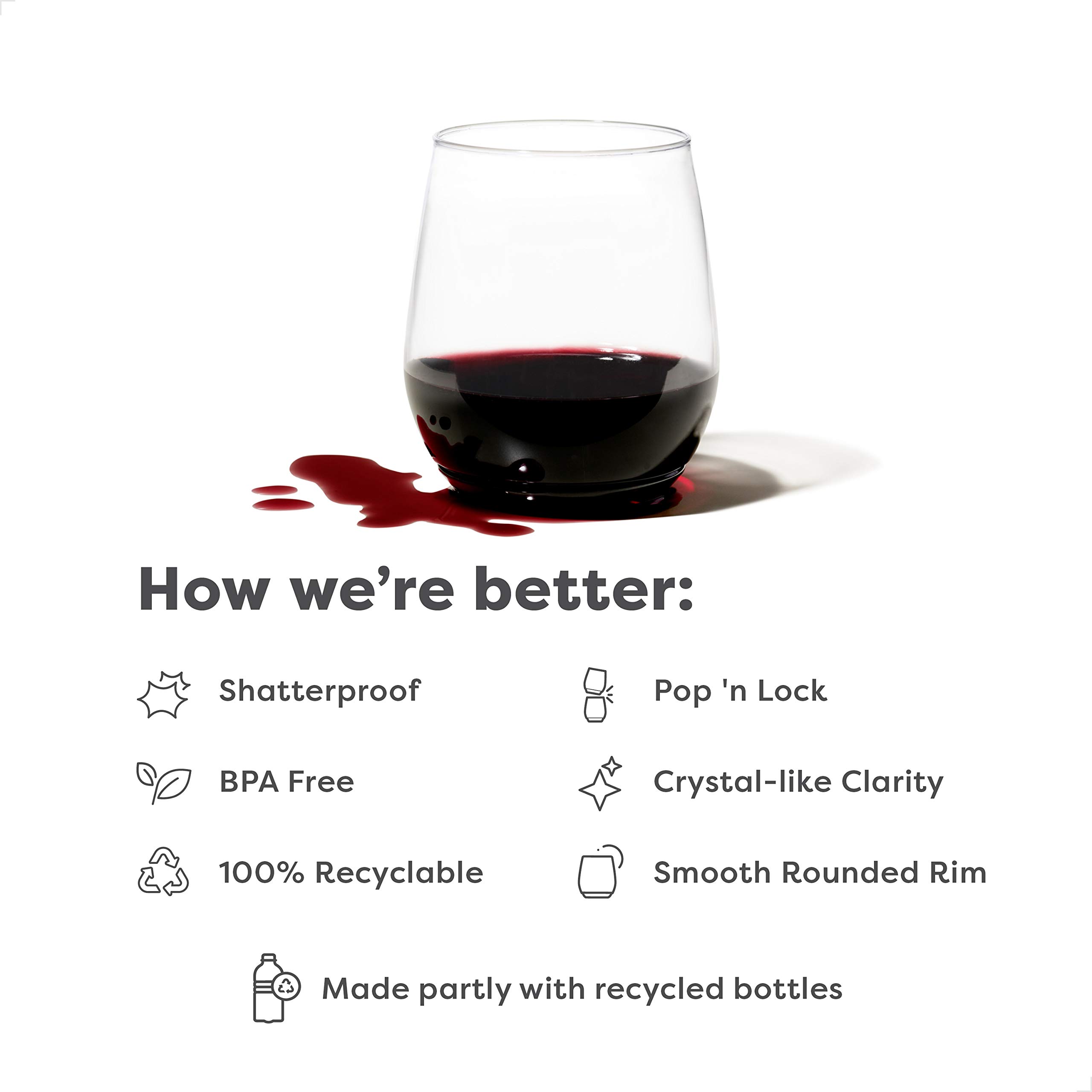 TOSSWARE POP 14oz Vino Plastic Wine Glasses - Set of 252, Shatterproof, Crystal Clear & Recyclable - Perfect for Parties, Weddings, and Outdoor Events