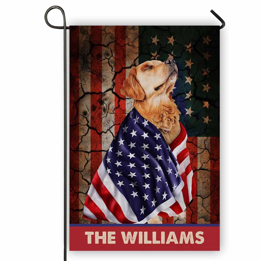 Personalized American Pride Golden Retriever Garden Flag - Made in USA, Best of Breed Patriotic Yard Decor - Double Sided 12x18 Inch Outdoor Welcome Flag for Home, Porch & Lawn Decoration | Perfect for 4th of July, Memorial Day & Patriotic Events