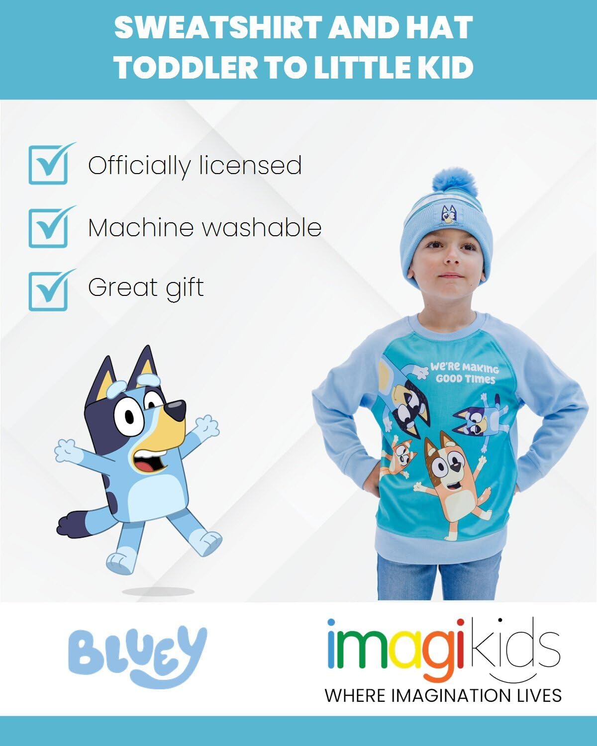 Bluey Bingo Fleece Sweatshirt & Hat Set for Toddlers & Kids - Soft Winter Outfit for Playtime & Family Adventures
