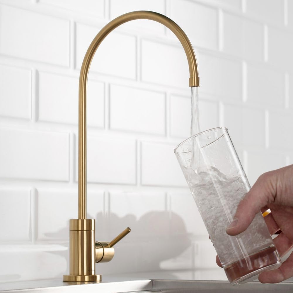 KRAUS Purita 100% Lead-Free Kitchen Water Filter Faucet in Brushed Brass, FF-100BB - Premium Drinking Water Solution for Home & Office Use