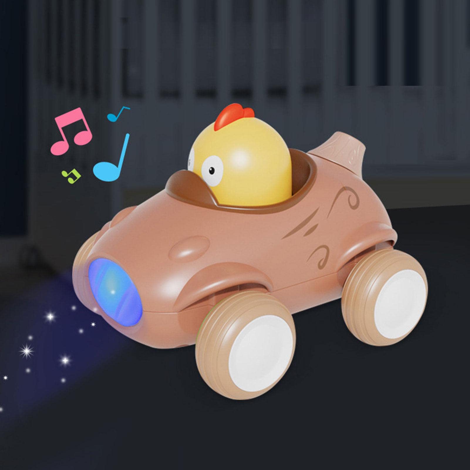 TOSIER Toddler Car Toys with Lights & Sounds | Inertia Push & Pull Vehicles for Kids & Pets - Fun Learning & Interactive Play for Indoor & Outdoor Activities
