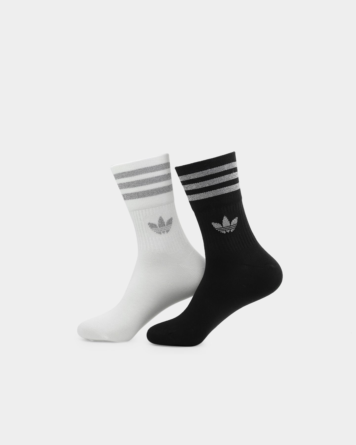 Adidas Crew Socks 2-Pack - Black & Reflective Athletic Socks for Men & Women - Perfect for Running, Gym & Everyday Wear