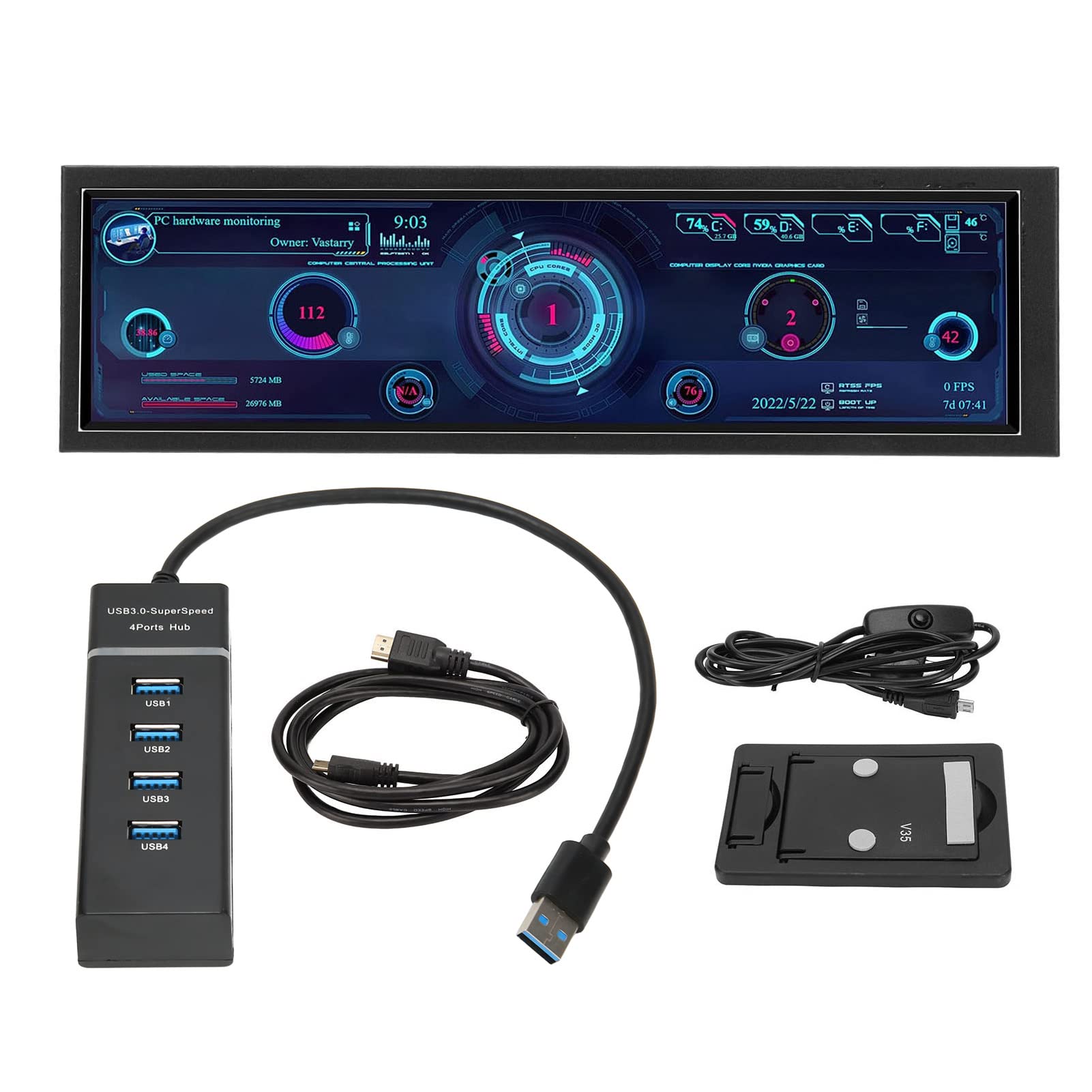 8.8 Inch AIDA64 CPU GPU SSD Temperature Monitor - External PC Hardware Sensor Panel Display for Real-Time Data Tracking | Perfect for Gaming Rigs, Workstations & PC Build Monitoring