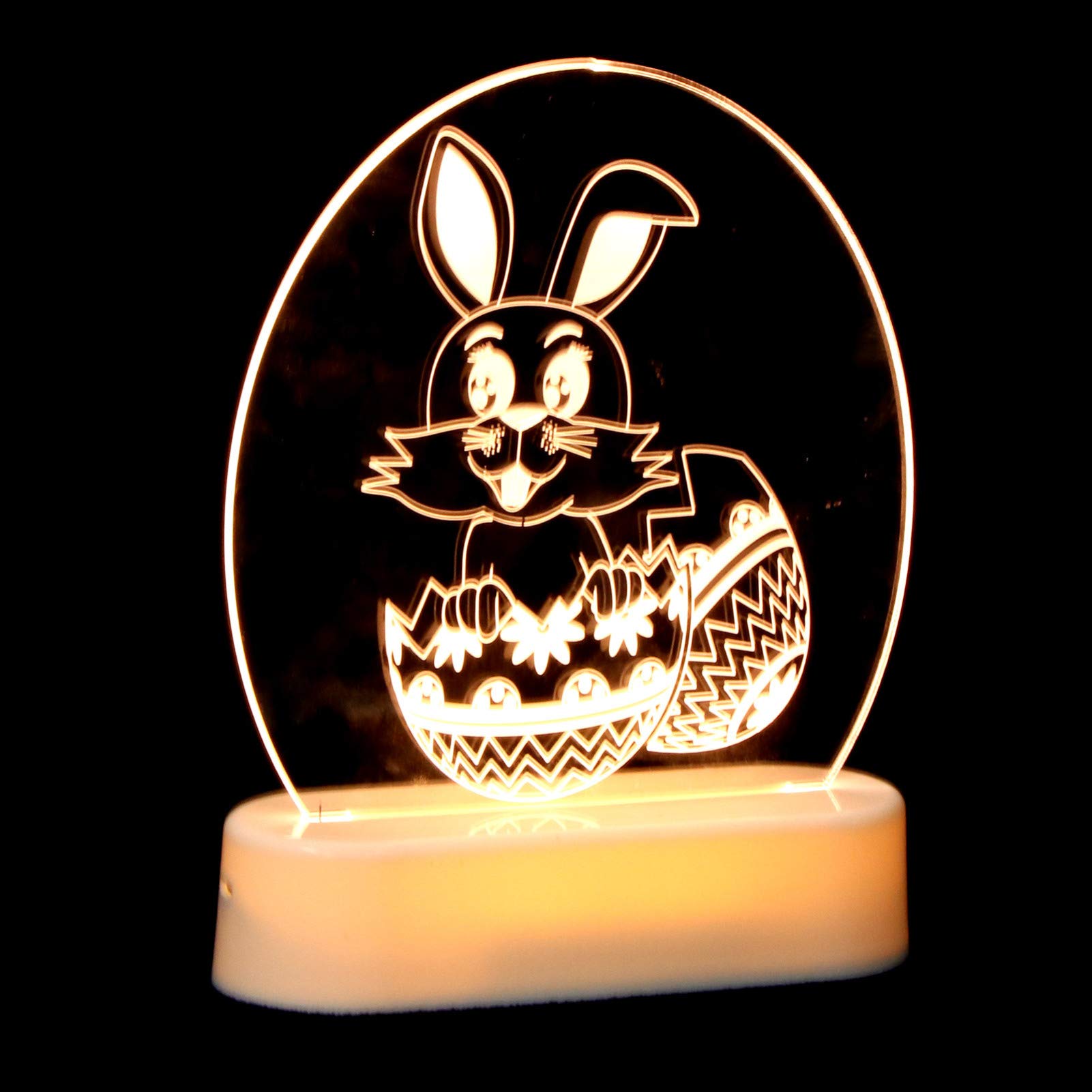 3D Illusion Touch Lamp - Easter Bunny Night Light for Kids Room, Bedside Table, Nursery Decor | USB Powered LED Desk Lamp for Baby, Children's Bedroom, Easter Decoration & Gift Idea