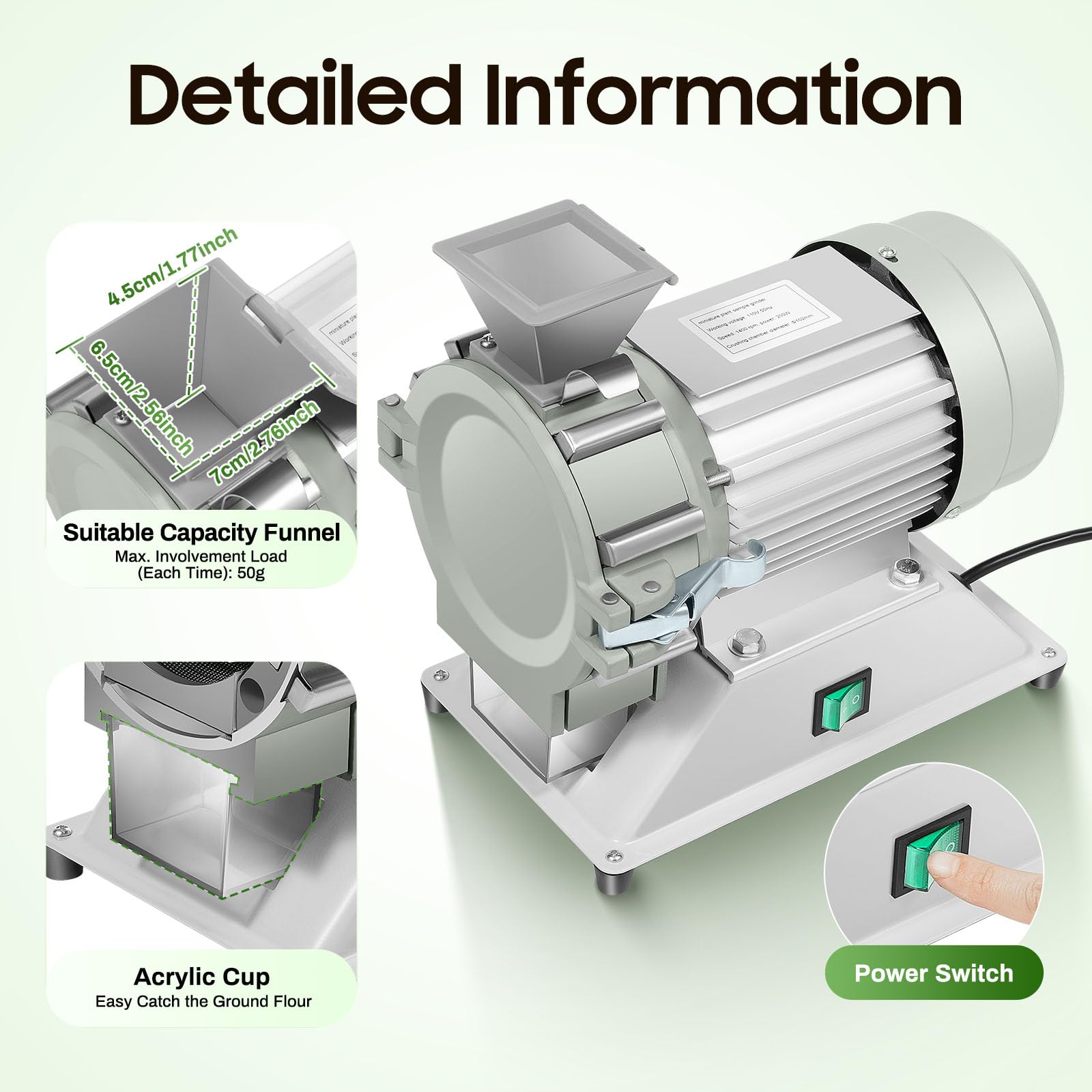 110V 1400RPM Electric Herb Grinder - 80-120 Mesh Micro Mill Plant Machine for Soil, Spices & Herbs | Perfect for Gardening, Cooking & Herbal Medicine Preparation