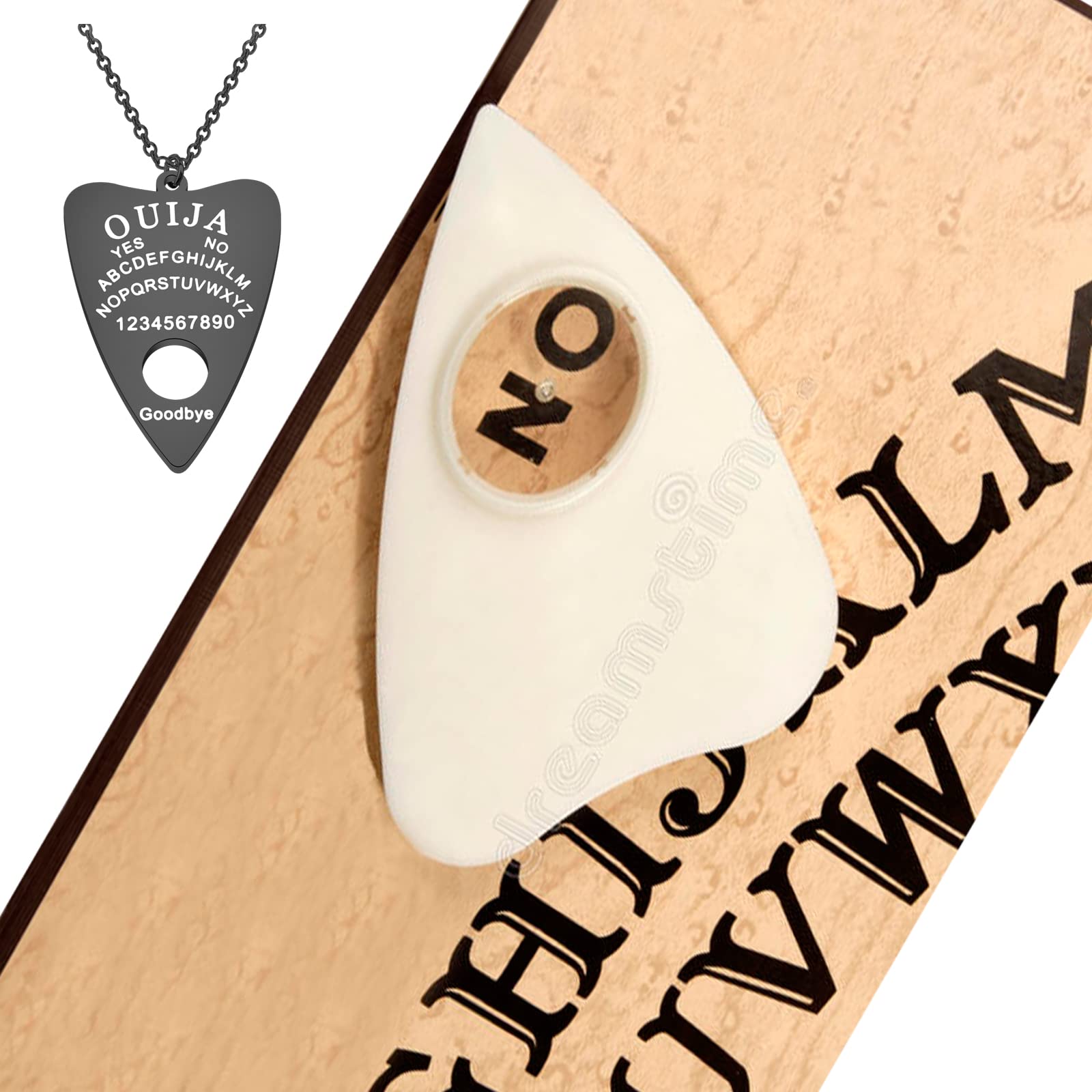 FEELMEM Ouija Board Planchette Pendant Necklace - Gothic Spirit Board Jewelry for Wiccan & Pagan - Perfect for Halloween, Witchy Aesthetic & Mystic Fashion Accessories
