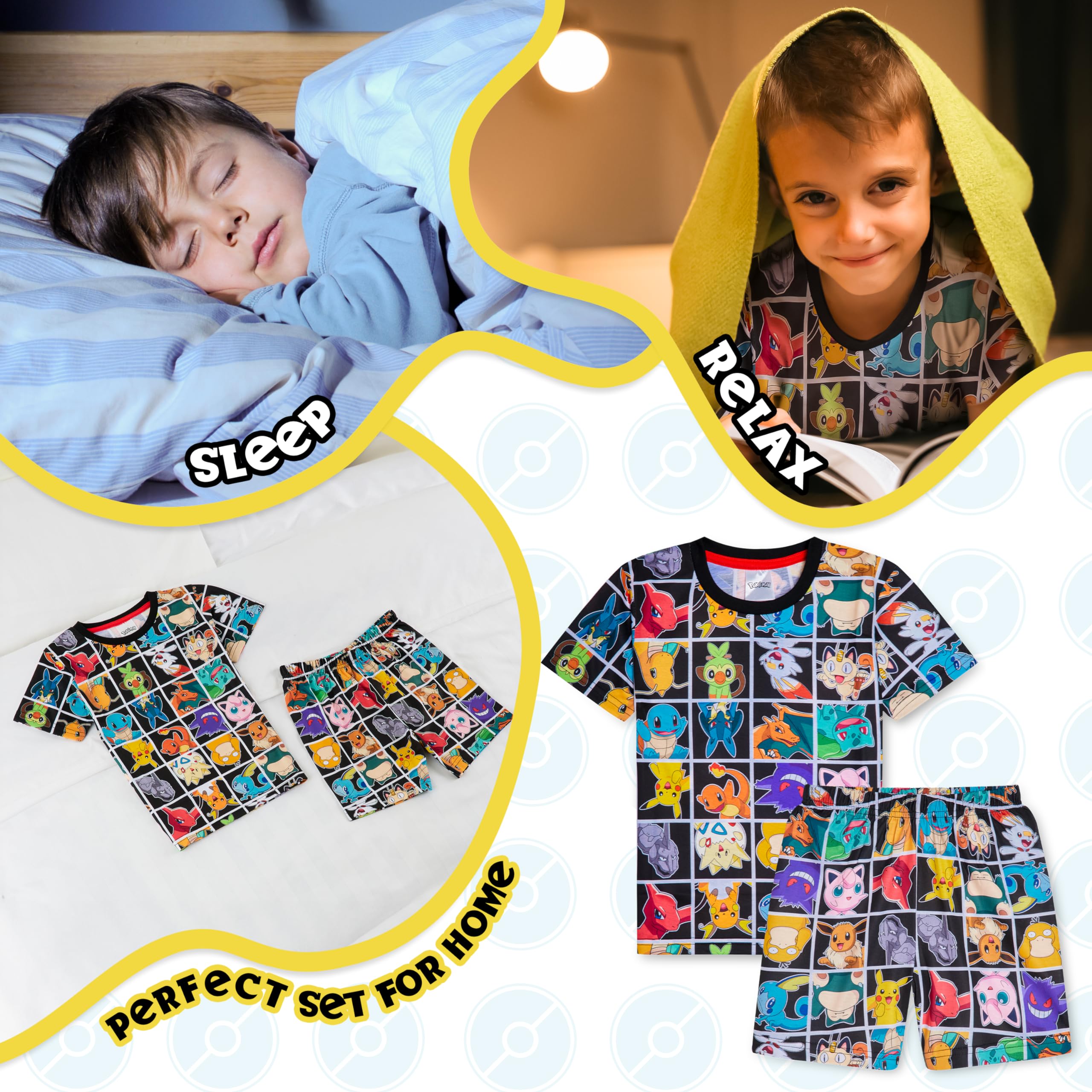 Pokemon Boys Pajama Set - Summer T-Shirt & Shorts for Kids - Sleepwear & Gifts
