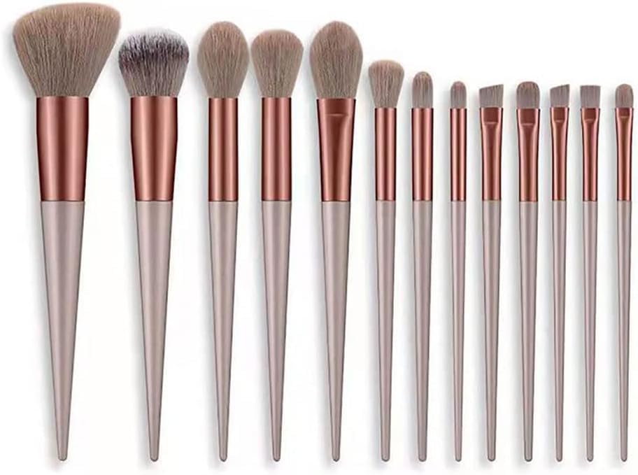 Huda Professional 13-Piece Makeup Brush Set - Soft Fluffy Foundation, Powder, Eyeshadow & Eyebrow Brushes - Synthetic Kabuki Cosmetic Brush Kit with Travel Pouch | Perfect for Professional Makeup Artists & Home Beauty Routines