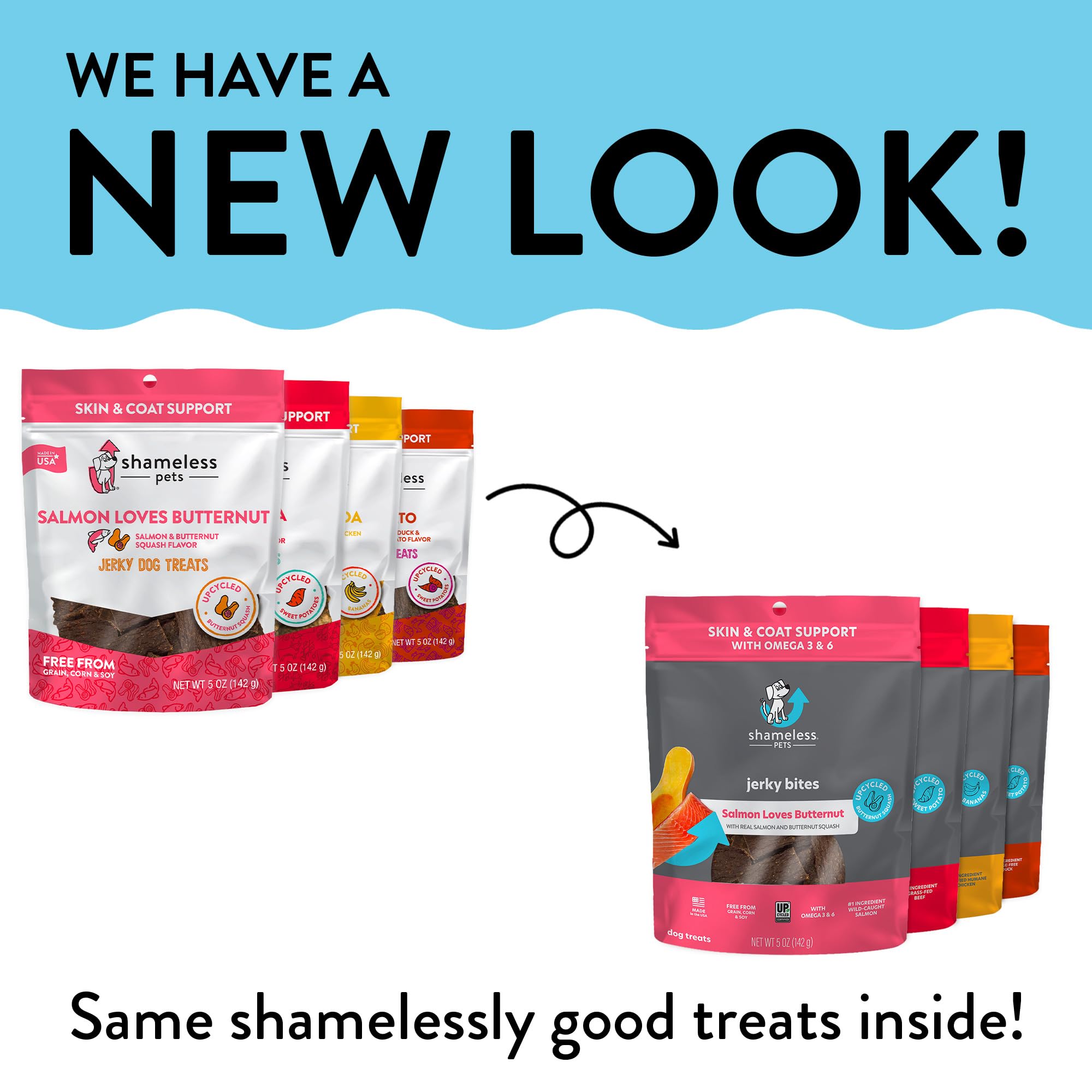 Shameless Pets Jerky Dog Treats Variety 4-Pack - Healthy Chicken, Beef, Salmon & Duck Chews for Dogs - Grain-Free, Corn-Free & Soy-Free Natural Dog Treats - Perfect for Training, Rewards & Snack Time