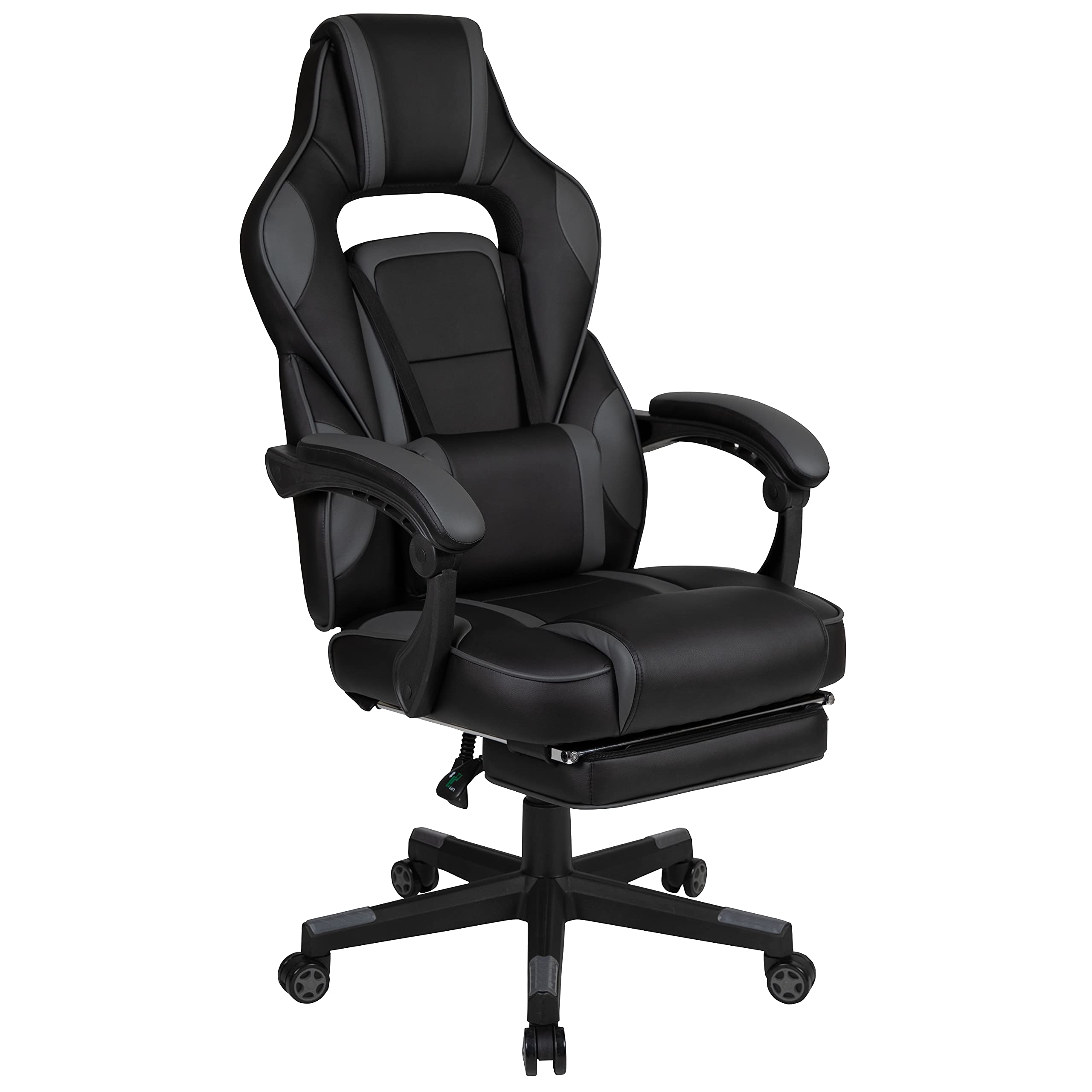 Flash Furniture Optis Black Gaming Desk with Cup Holder, Headphone Hook & Monitor Stand - Ergonomic Gaming Chair with Reclining Back, Adjustable Arms & Footrest - Perfect for PC Gaming, Streaming & Home Office Setup