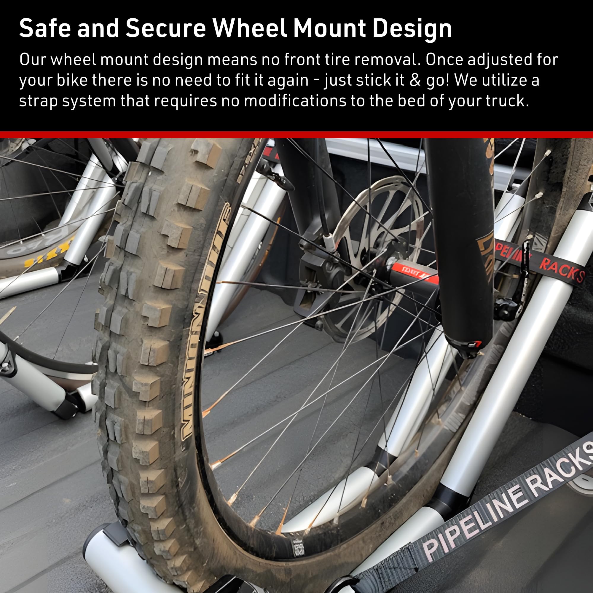 All-Aluminum Truck Bed Bike Rack for Full Size Trucks - 2 Bike Capacity with Fat Tire Kit - Easy Installation - Perfect Gift for Men - Ideal for Camping, Road Trips & Outdoor Adventures