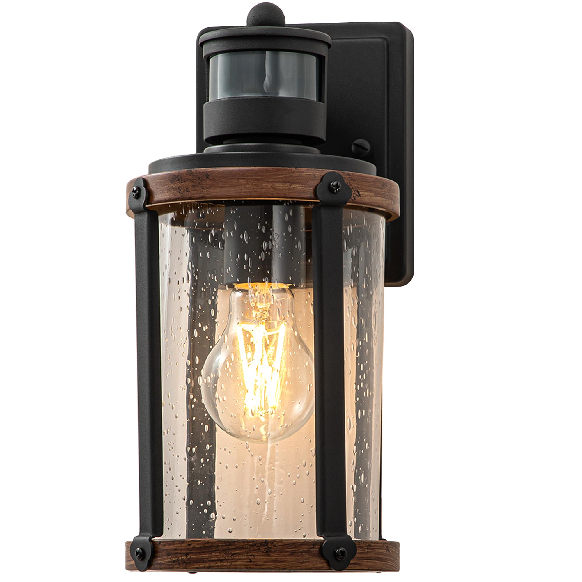 Outdoor Wall Lights with Motion Sensor - 3 Modes Dusk to Dawn Exterior Lighting Fixtures, Black Waterproof Porch Lights for Garage, Patio, Garden (2-Pack with Bulbs Included) - Perfect for Home Security & Nighttime Illumination