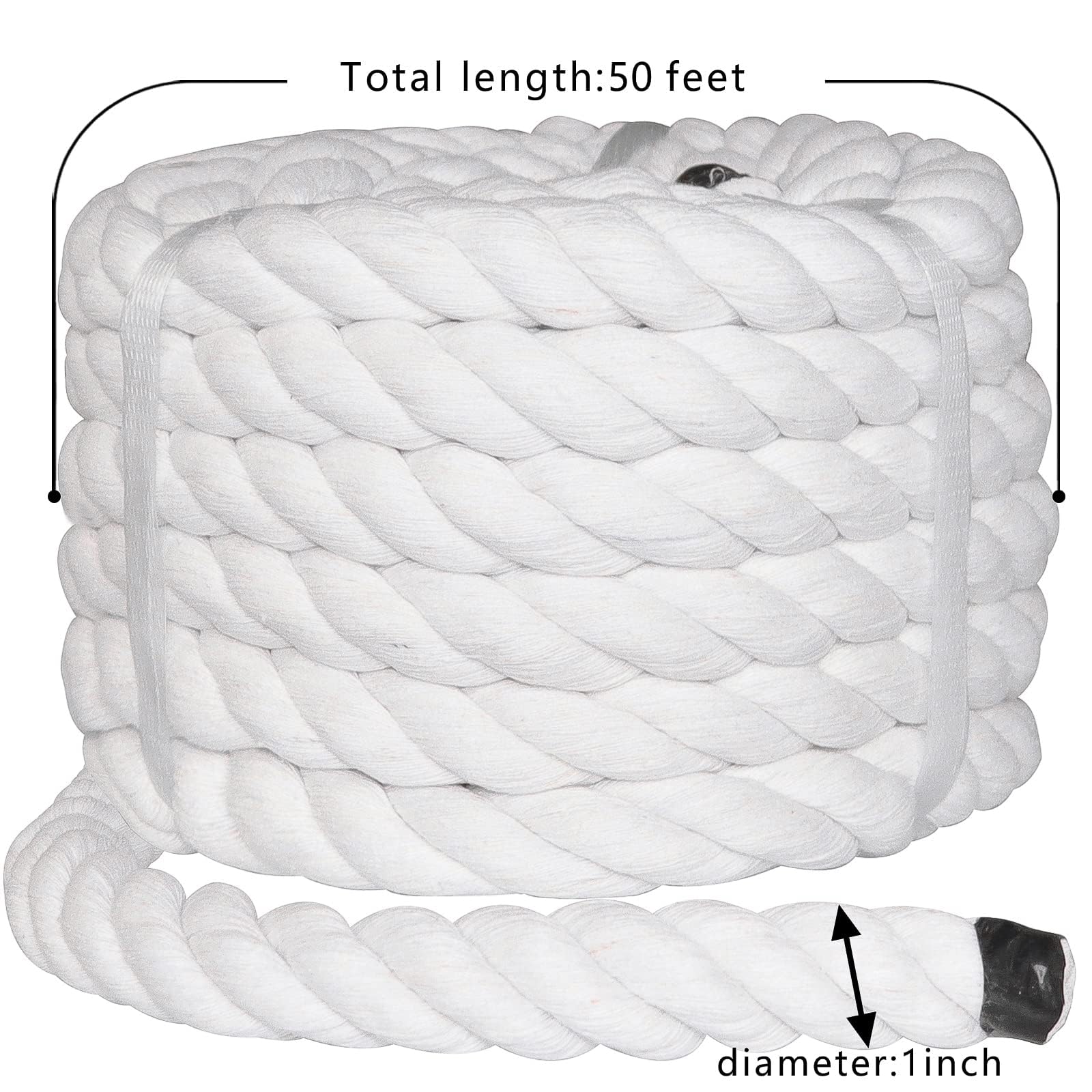 Premium 1-Inch x 50-Foot Natural White Cotton Rope - Heavy Duty Twisted Rope for DIY Crafts, Tug of War Games, Hammock Making & Home Decor - Perfect for Outdoor Activities, Camping & Interior Design Projects