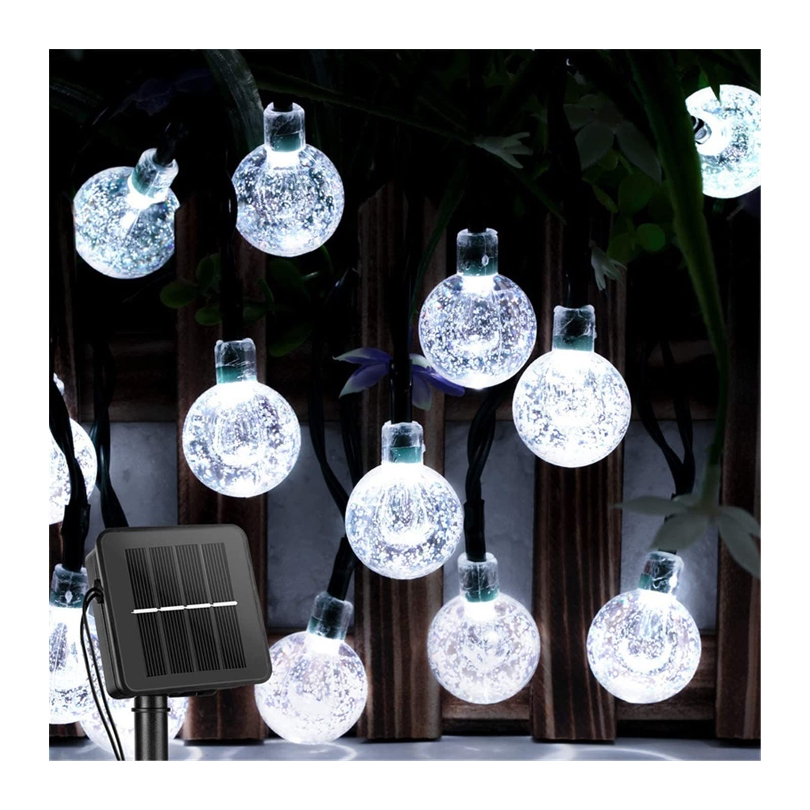 Solar Powered Outdoor String Lights - 50 LED Crystal Globe Lights with 8 Lighting Modes, Waterproof for Garden, Patio, Yard & Party Decor (White Light, 9.5M/31ft) - Perfect for Weddings, Christmas, Backyard & Landscape Lighting