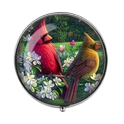 Cardinal Art Bird Pill Box - Charming Glass Candy Container for Pills, Vitamins & Jewelry | Perfect for Travel, Home & Gifts