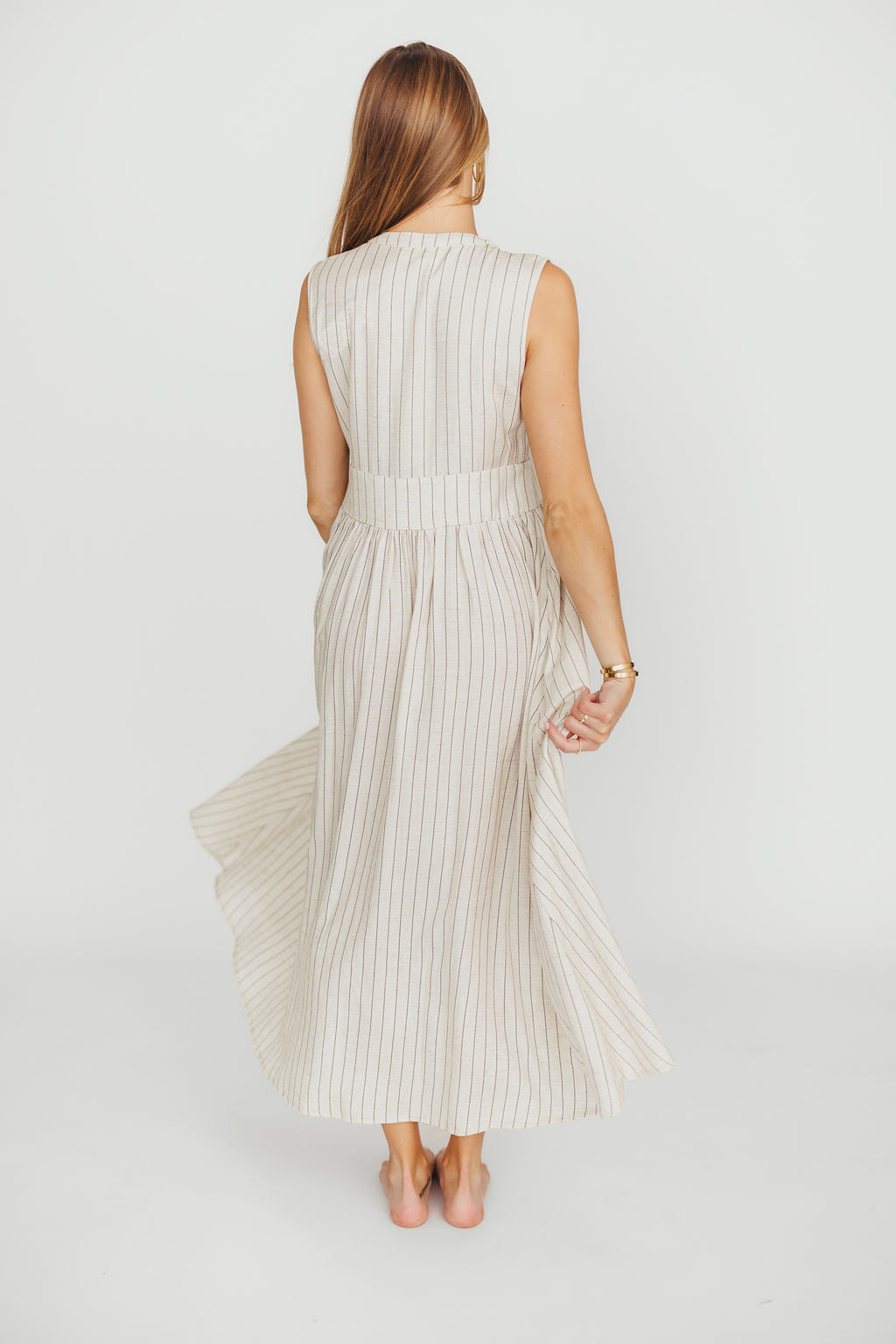 Pippy Button Down Maxi Dress in Natural/Black - Nursing Friendly Maternity Dress for Women | Comfortable & Stylish Nursing Wear for Breastfeeding Moms | Perfect for Casual Outings, Date Nights & Special Occasions