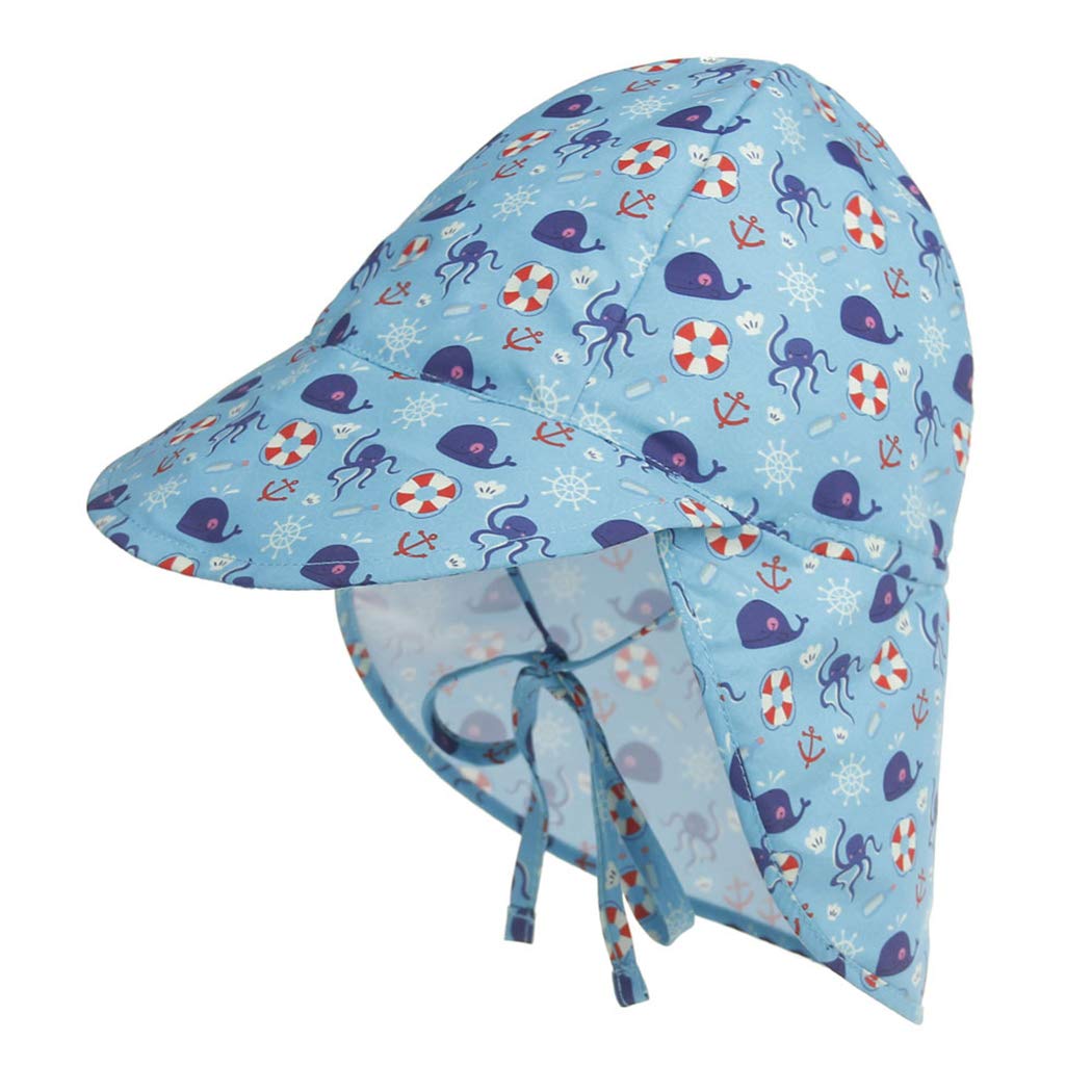 UPF 50+ Baby Sun Hat with Neck Flap & Adjustable Drawstring - UV Protection Swim Cap for Boys & Girls - Perfect for Beach, Pool, and Outdoor Summer Activities