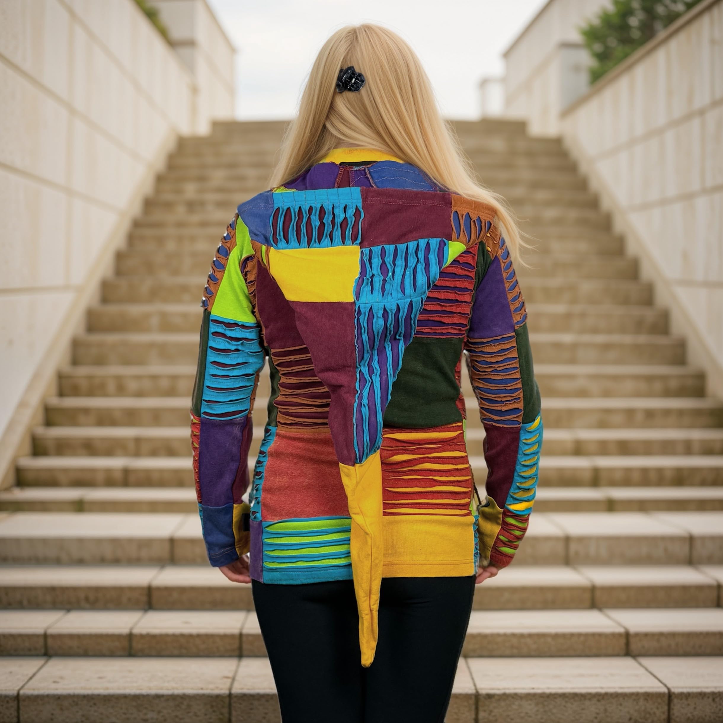 Agan Traders 2025 Spring Tie-Dye Patch Embroidered Women's Zip Up Hoodie Jacket - Boho Chic Fashion for Casual Wear, Street Style & Outdoor Adventures