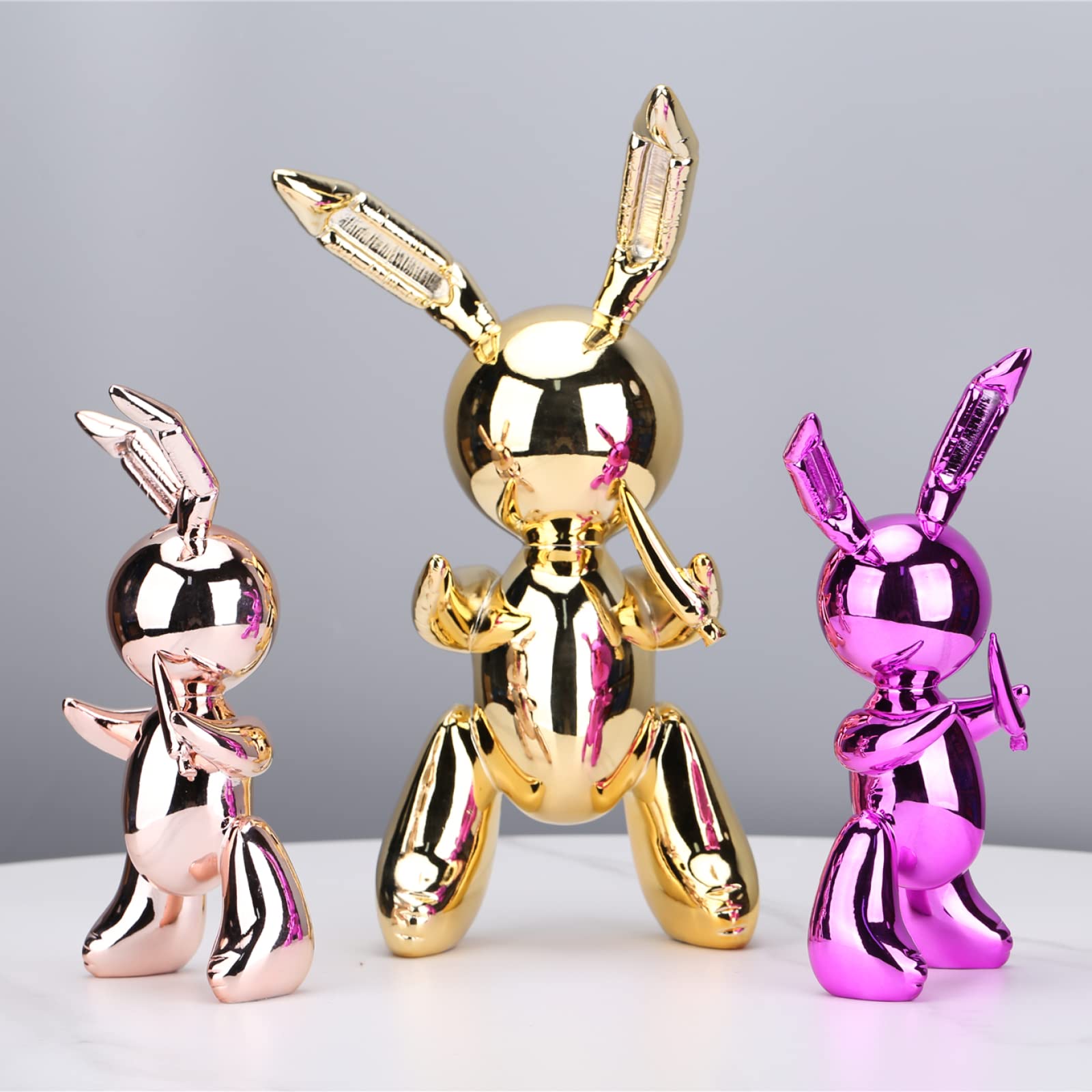Cute Balloon Rabbit Animal Statue - 35Cm Gold Resin Sculpture for Home Decor | Perfect for Living Room, Bedroom & Gift Giving