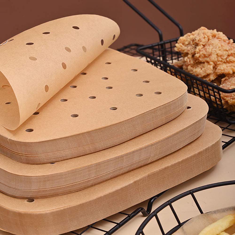 200Pcs Unbleached 8.5 Inch Square Air Fryer Parchment Paper Liners - Safe for Air Fryers, Ovens, Microwaves, Baking Pans & Bamboo Steamers | Perfect for Healthy Cooking, Meal Prep & Reheating Leftovers