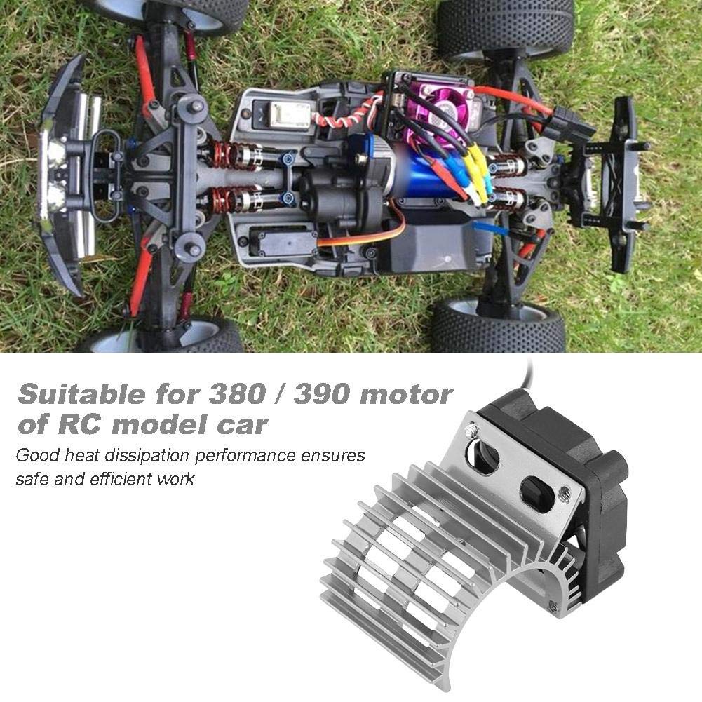 Aluminum RC Motor Heat Sink with High-Speed Cooling Fan for 1/10 Scale Electric RC Cars - 380/390 Motor Upgrade Accessory (Silver) | Prevent Overheating for RC Trucks, Buggies & Drift Cars