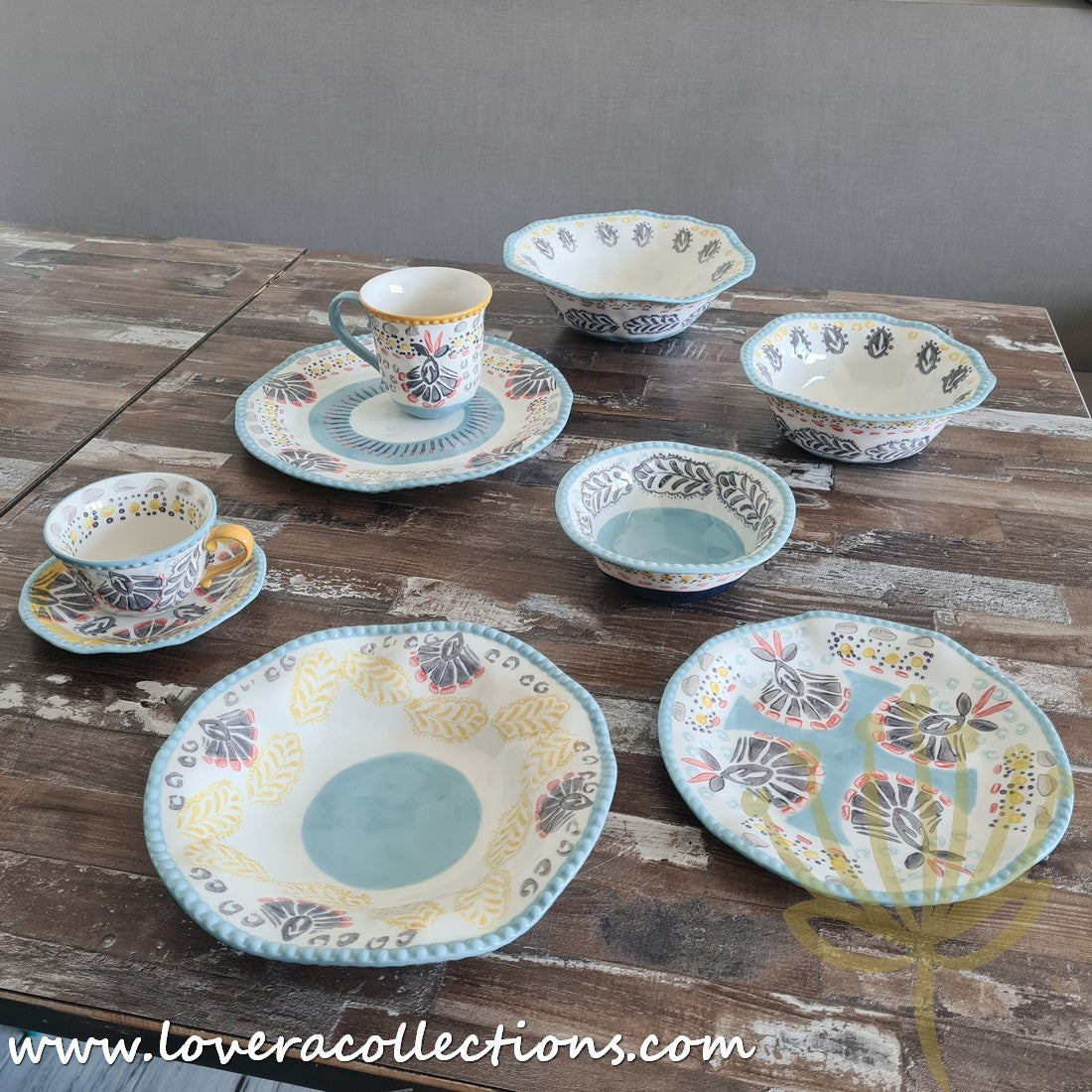 Stylish Afrocentric Light Blue Dinnerware & Serveware Set - Perfect for Family Dinners, Entertaining Guests & Cultural Celebrations