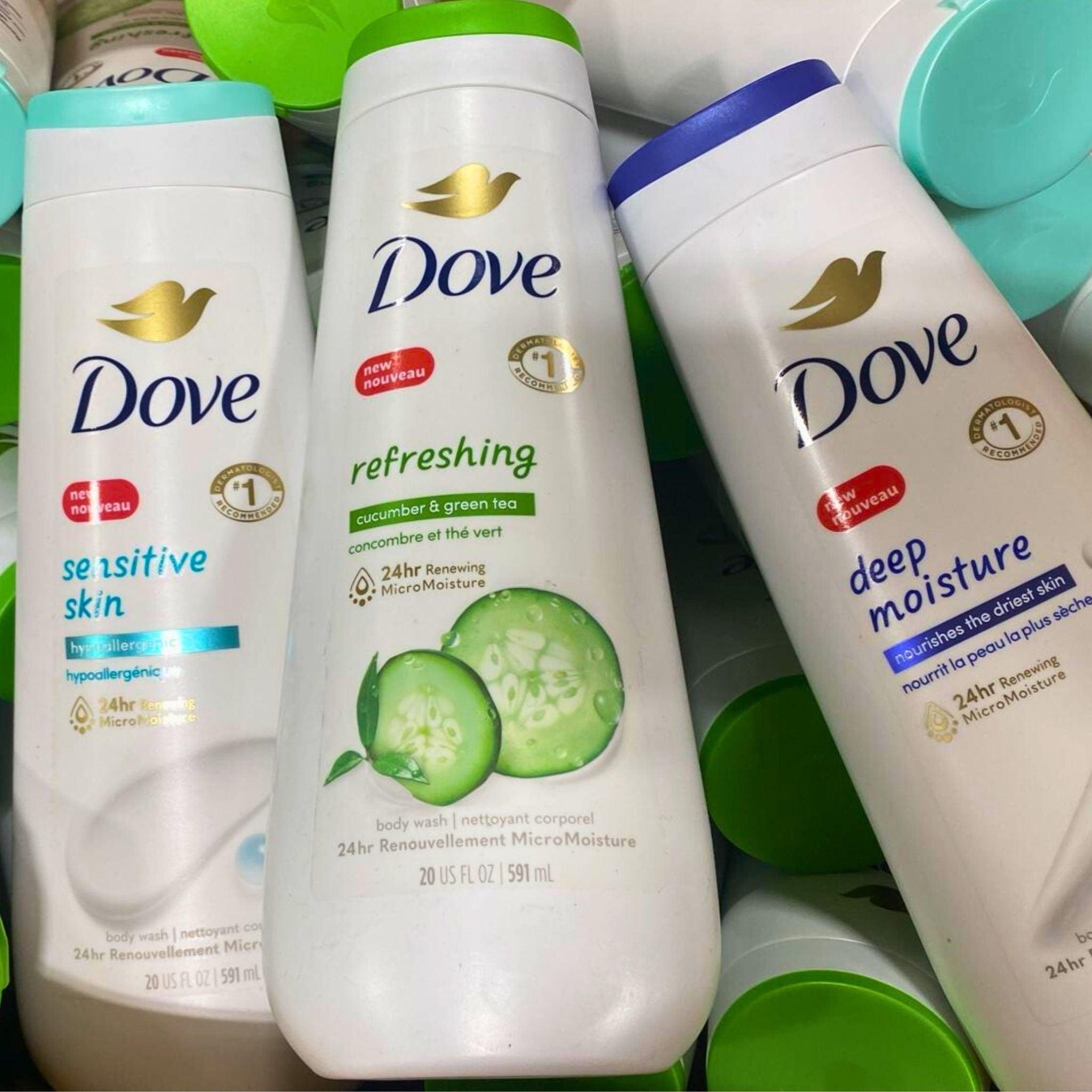 Dove 20OZ Assorted Mix Body Wash (50 Pcs Bulk Pack) - Hydrating & Nourishing Shower Gel for Dry Skin - Perfect for Home, Gym & Travel Use