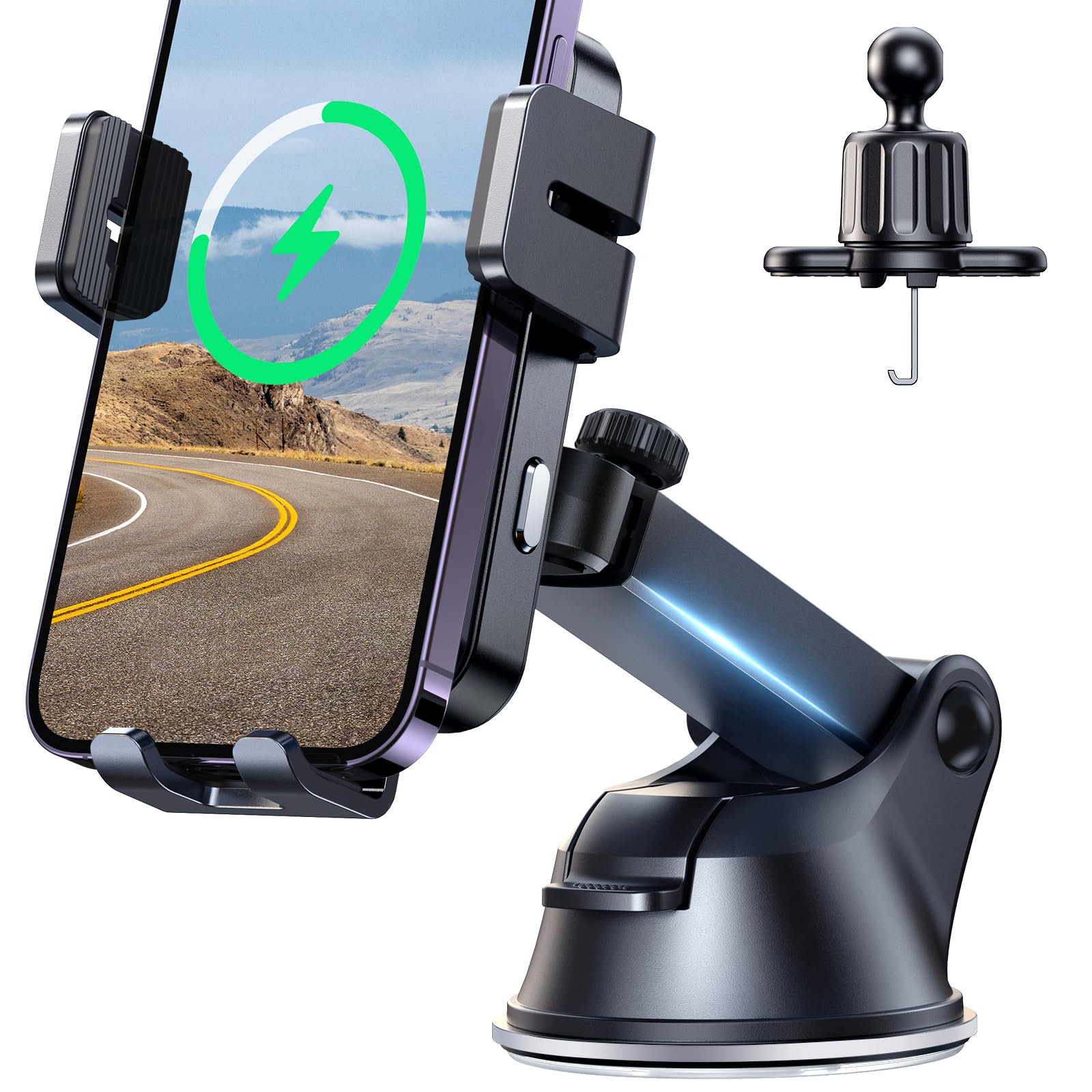 JOYROOM 15W Qi Fast Wireless Car Charger - Auto-Clamping Phone Mount for iPhone 16 Pro Max/15 Pro, Samsung S24/S23 - Dashboard & Air Vent Compatible - Perfect for Road Trips & Commuting
