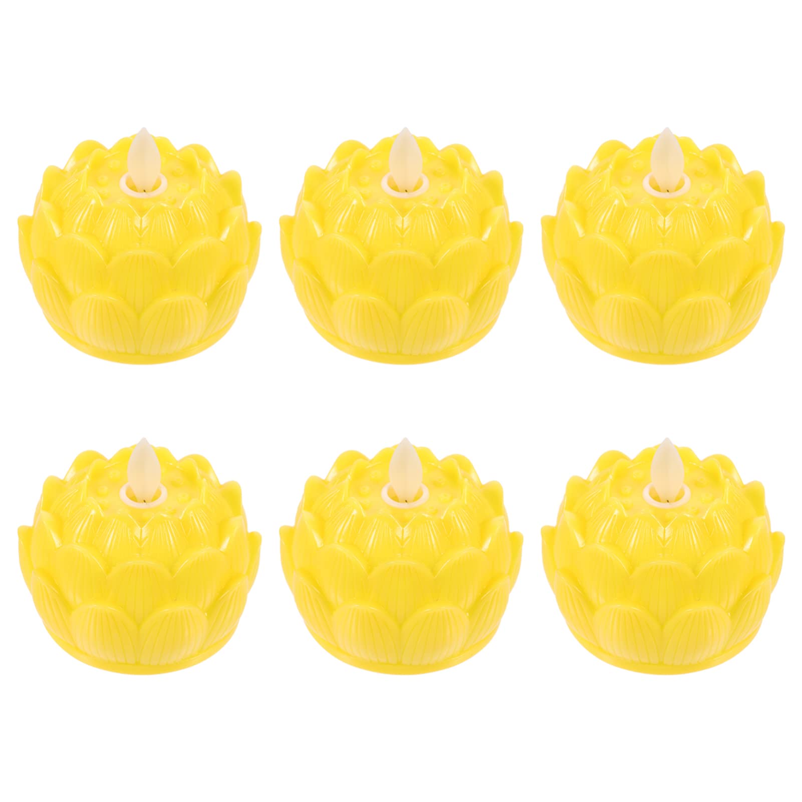Balacoo 6-Pack Flameless Lotus Buddha Candles - Floating LED Tea Lights for Home Decor, Meditation, Yoga, Parties & Blessing Ceremonies - Yellow Votive Candles