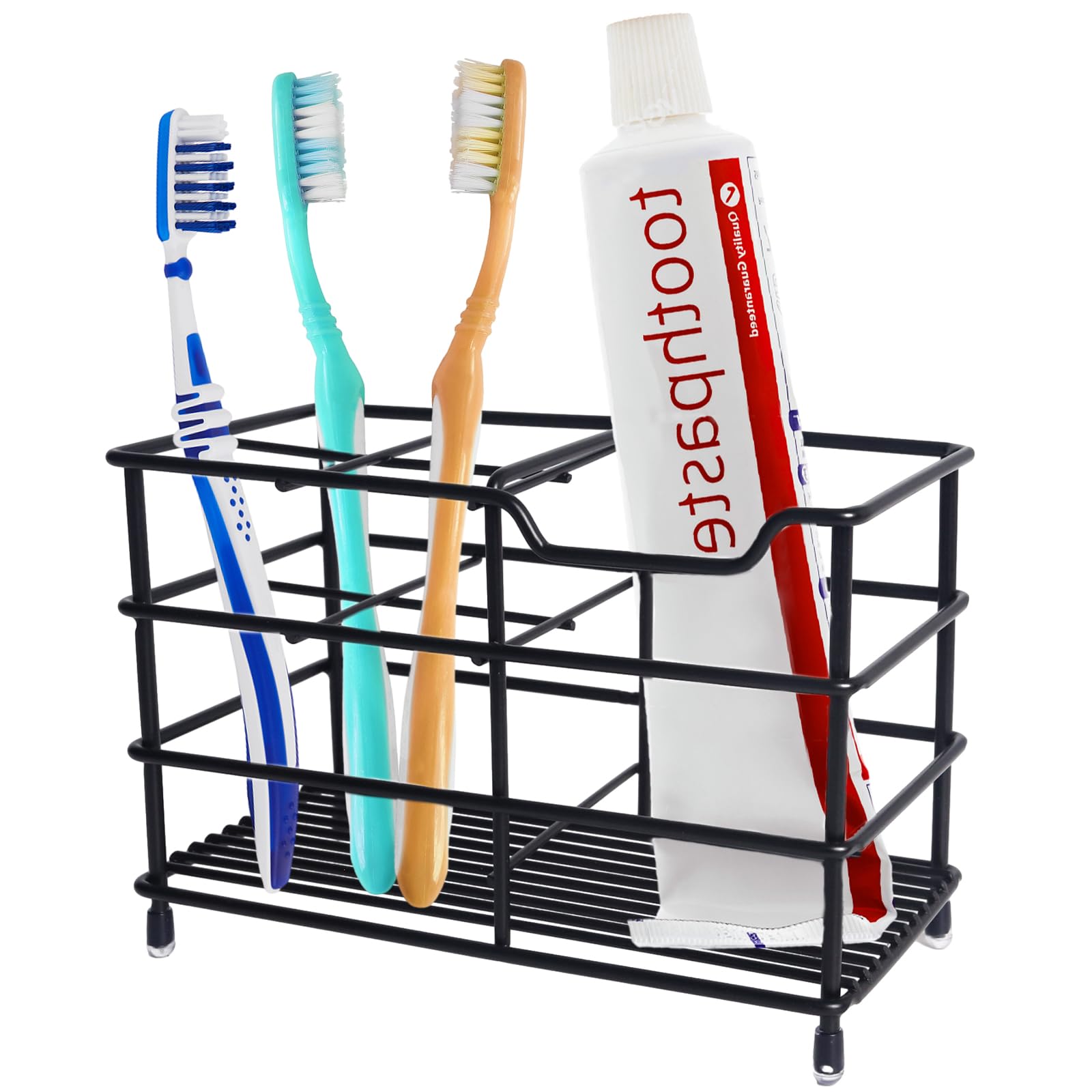 Stainless Steel Toothbrush Holder - Black Bathroom Organizer for Toothbrushes & Accessories | Durable & Stylish Storage for Bathroom Countertops & Vanities