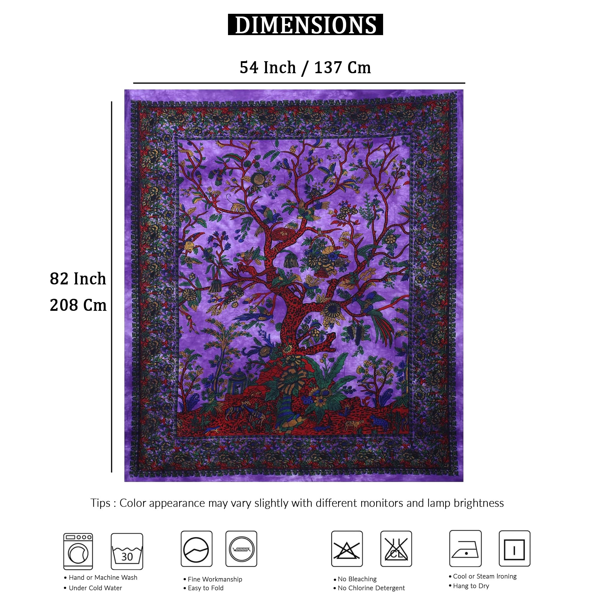 Purple Tree of Life Tapestry - Hippie Wall Decor & Bedspread for Bedroom