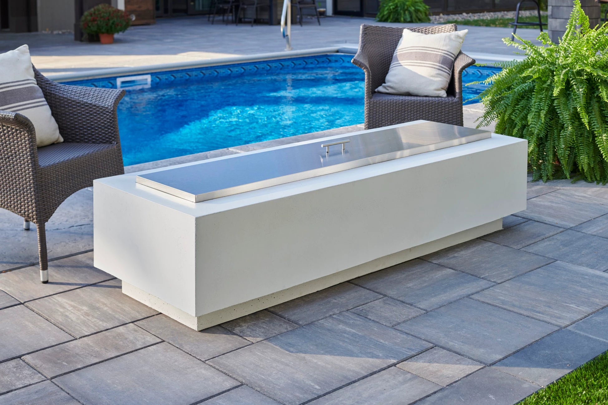Outdoor Greatroom Cove Linear Gas Fire Pit Table - Modern Patio Heater for Backyard, Deck, and Poolside Gatherings