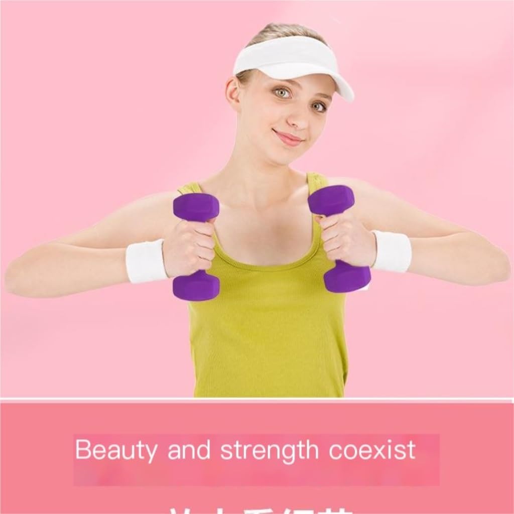 Hexagonal Dumbbells Set for Home Fitness - 4kg Purple Dumbbells for Men & Women - Perfect for Strength Training, Weightlifting & Home Workouts