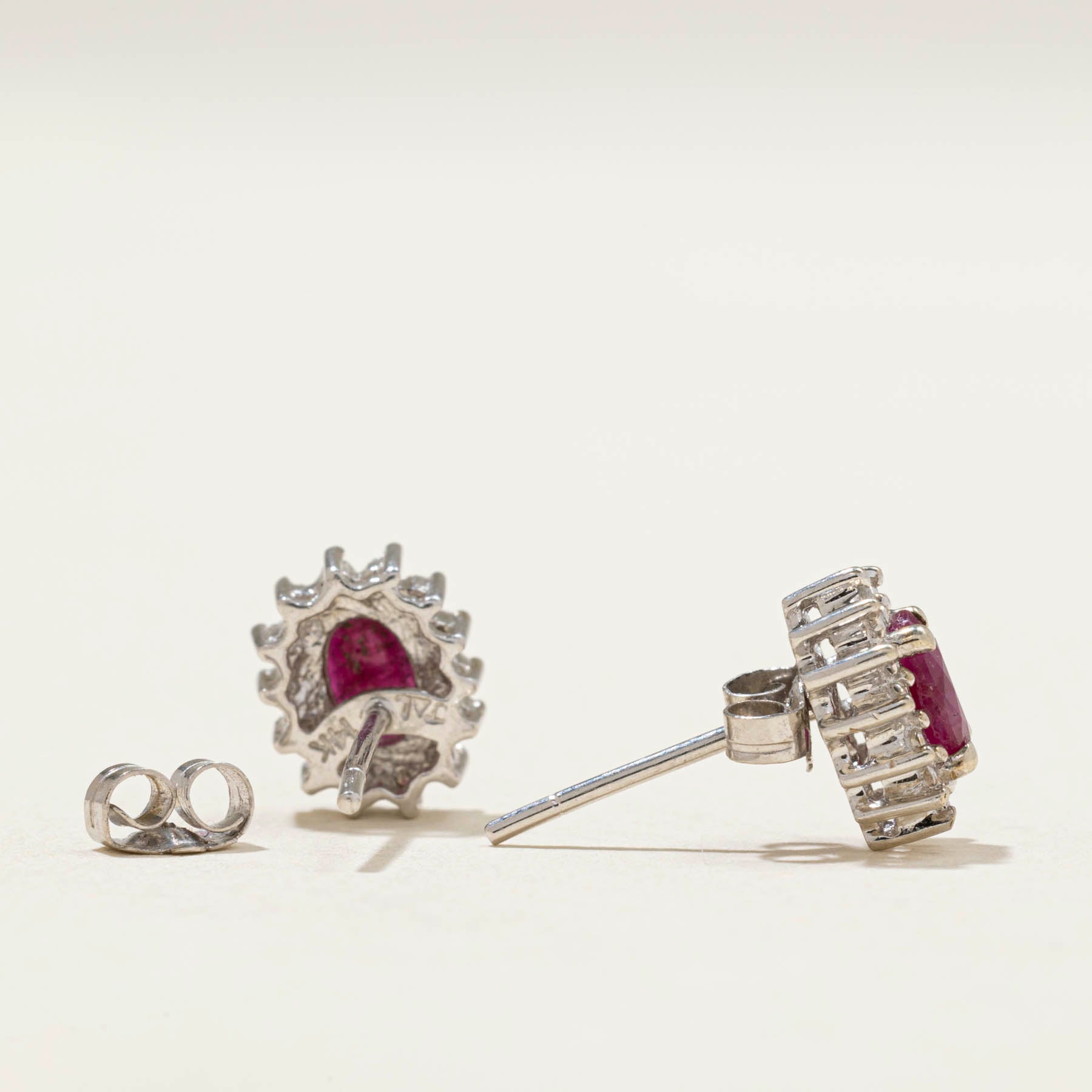 Ruby & Diamond Petal Stud Earrings | 0.80ctw Ruby & 0.02ctw Diamond | Elegant Floral Jewelry for Women | Perfect for Weddings, Anniversaries & Special Occasions