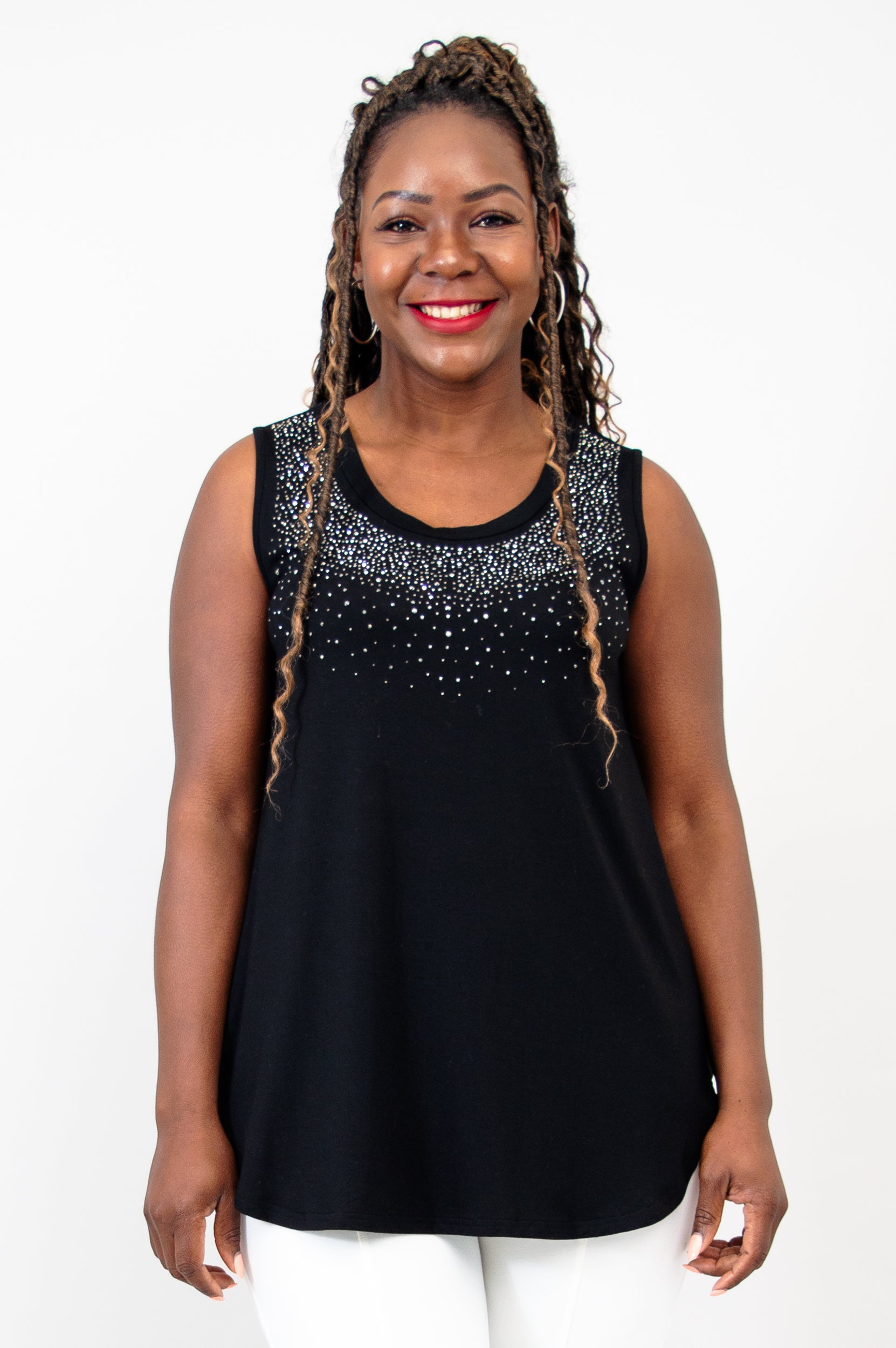 Stylish Jazz Tank Top - Black Diamond Print - Soft Bamboo Fabric - Perfect for Yoga, Workout & Casual Wear