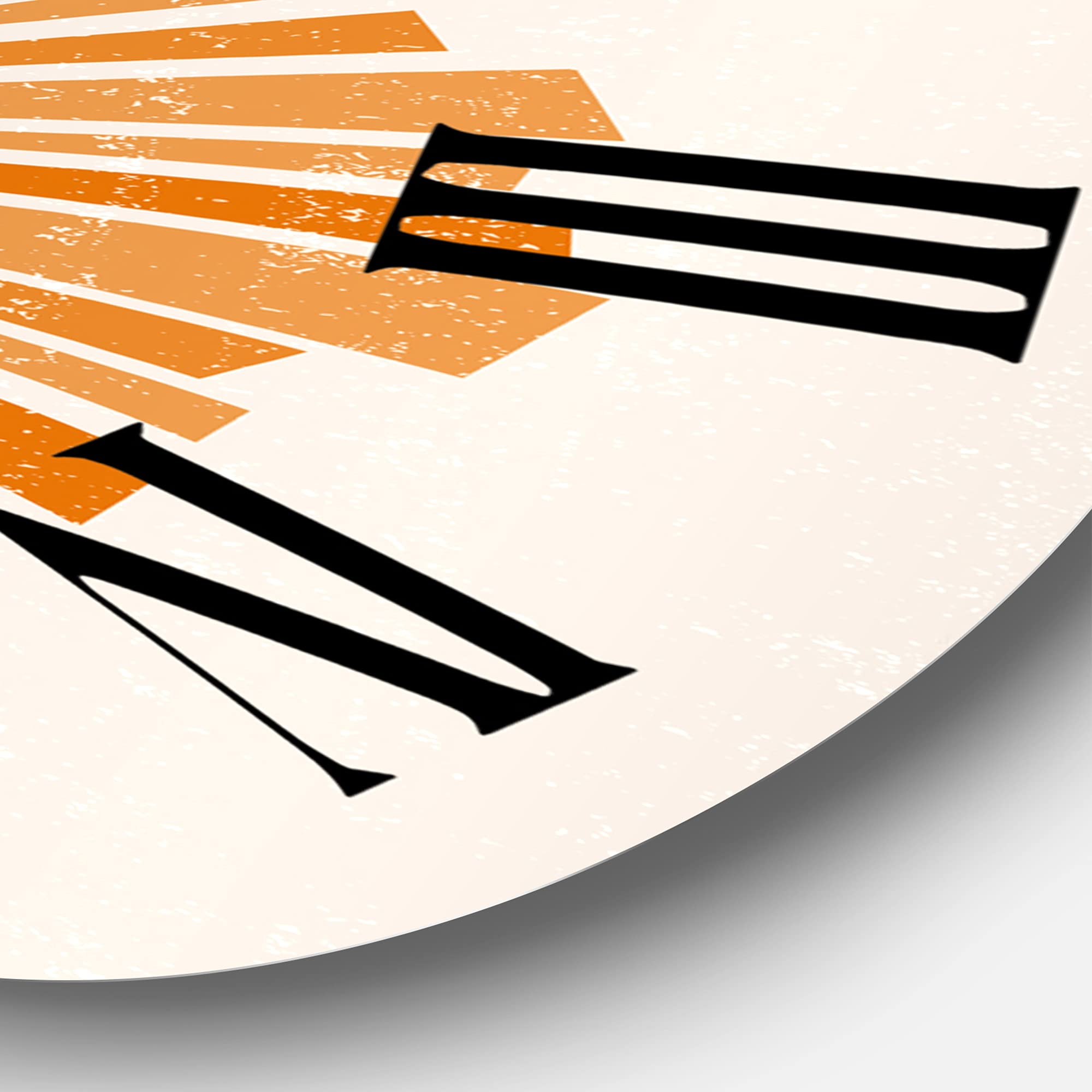 Minimalist Orange Sun Wall Clock - Modern Abstract Fractal Design Large Kitchen Decor - Perfect for Living Room, Bedroom & Office Spaces