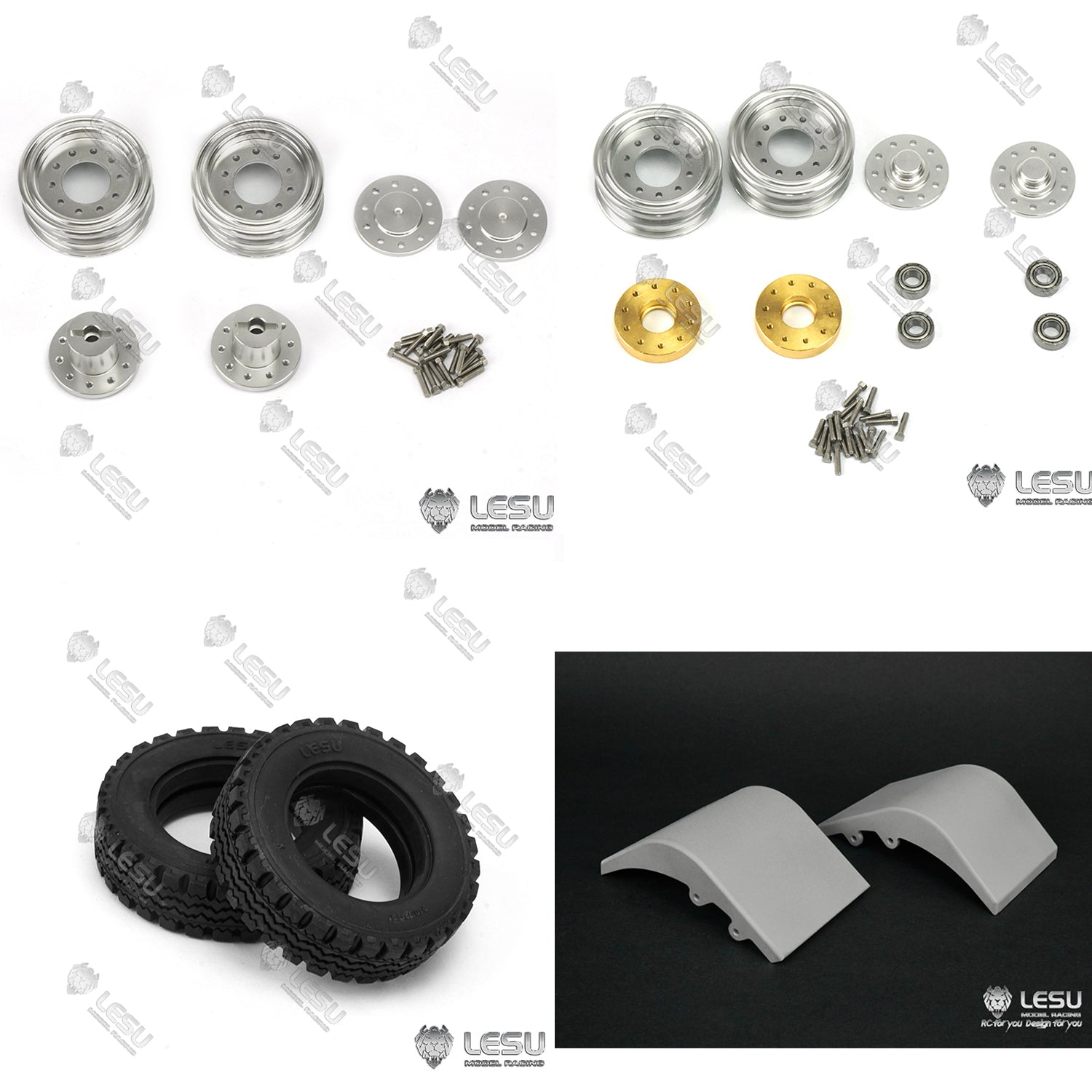 1 Pair (2pc) Rubber & Metal Wheel Hub Caps for 1/14 LESU RC Hydraulic Construction Forklift Model Car DIY Truck - Durable Replacement Parts for RC Construction Vehicle Accessories & Scale Model Displays