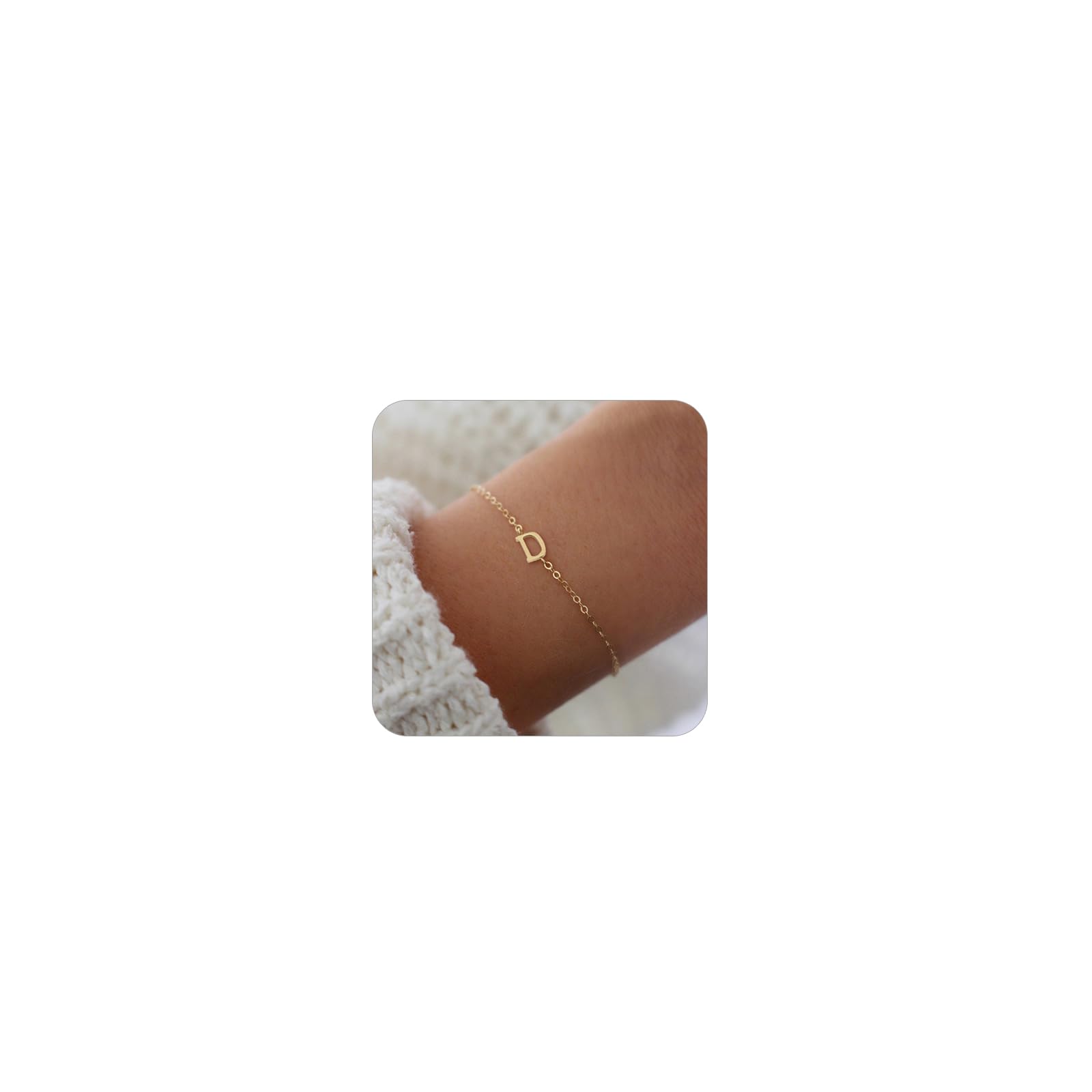 Trendy 18K Gold Plated Dainty Initial Charm Bracelet for Women - Elegant Link Chain Jewelry Gift for Birthday, Anniversary & Everyday Wear