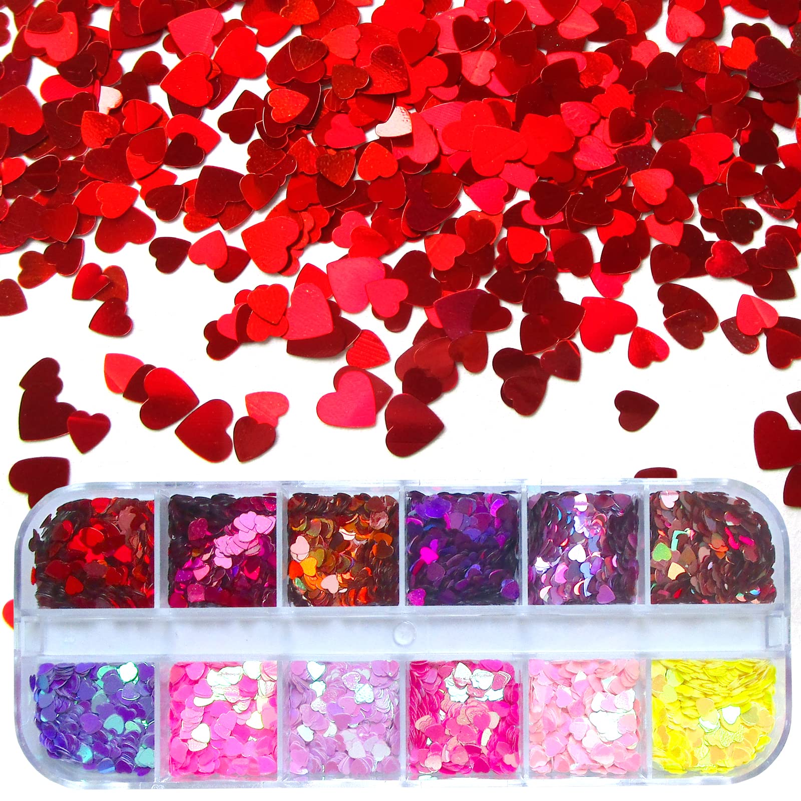 Iridescent White Nail Glitter - 4 Boxes Mylar Flakes with Holographic Stars, Hearts & Flowers | Confetti Sequins for Nail Art, Resin Crafts & Makeup | Perfect for DIY Manicures, Party Decor & Gift Wrapping