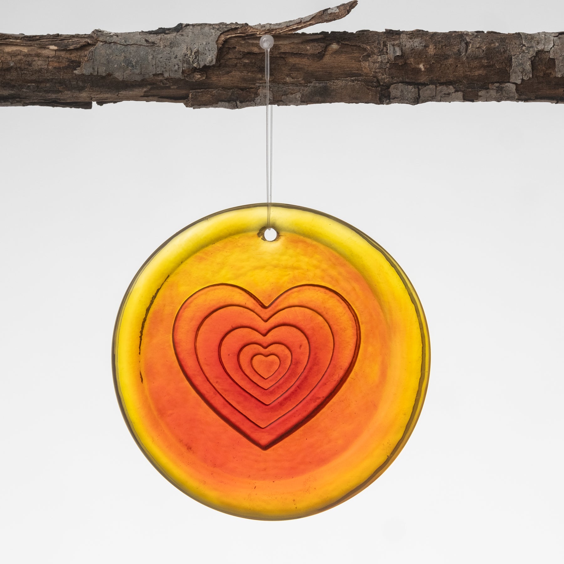 3 'Groovy Heart' Suncatcher - Colorful Tangerine Stained Glass Window Decor for Home, Garden & Wedding Party Decorations - Perfect for Windows, Doors, Patios & Gifts